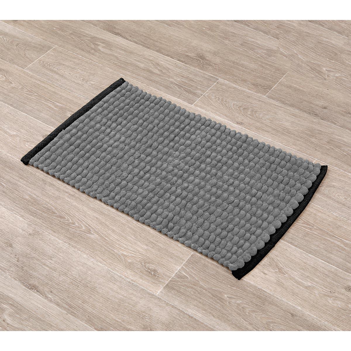 TAPIS POLYESTER COTON BICOLORE 45X75CM GRIS NOIR
