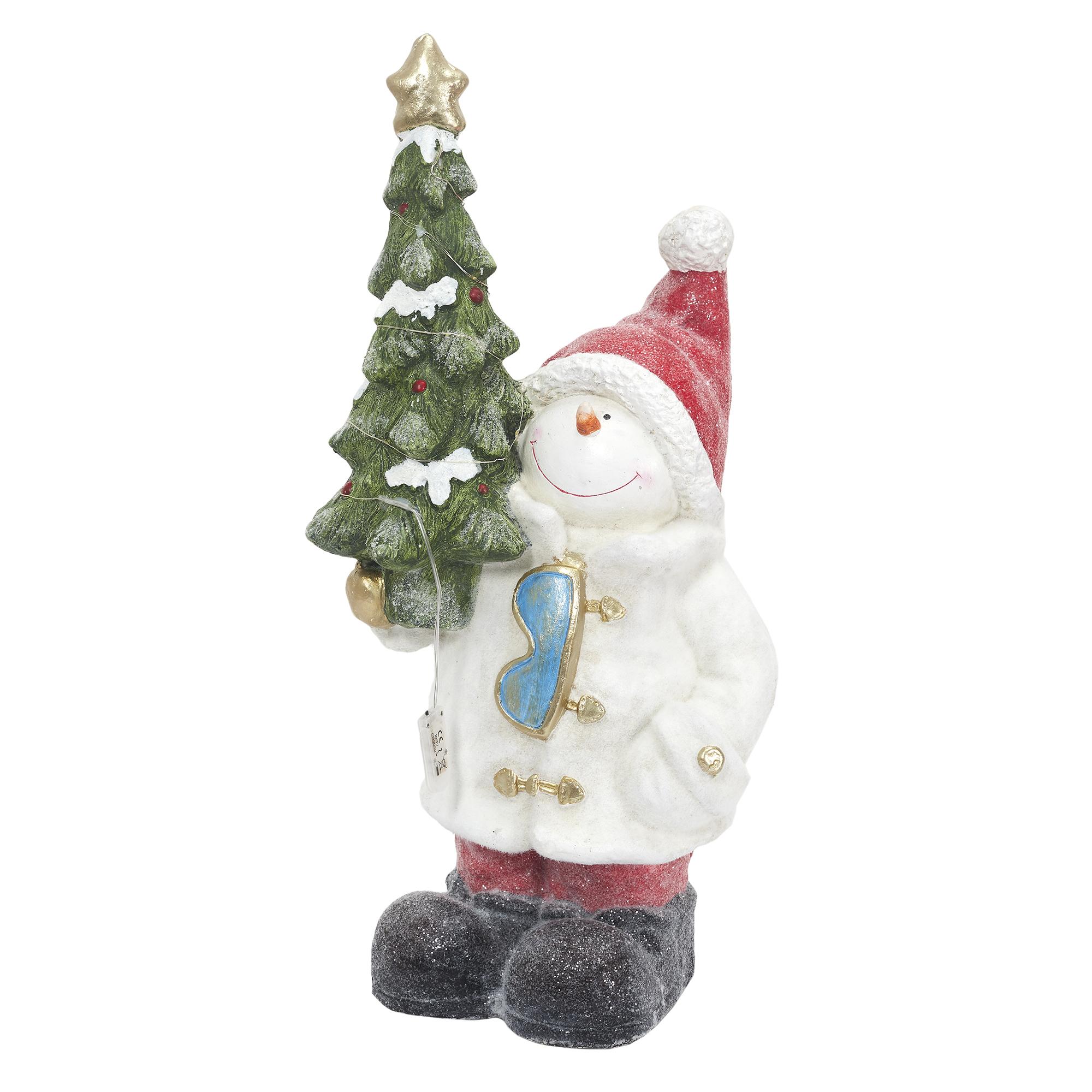 BONHOMME DE NEIGE H60CM ET SAPIN AVEC LED