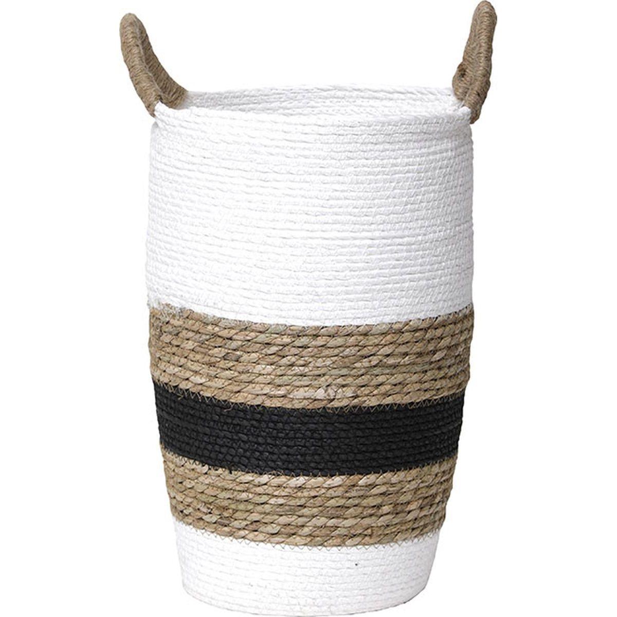 PETITE PANIERE RONDE VEGETALE ET PAPIER BLANC NATUREL NOIR