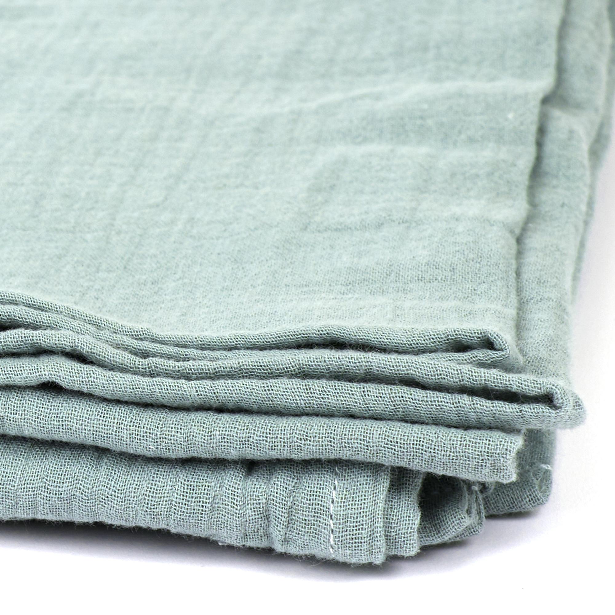 PLAID GAZE DE COTON VERT GIVRE 120X150CM