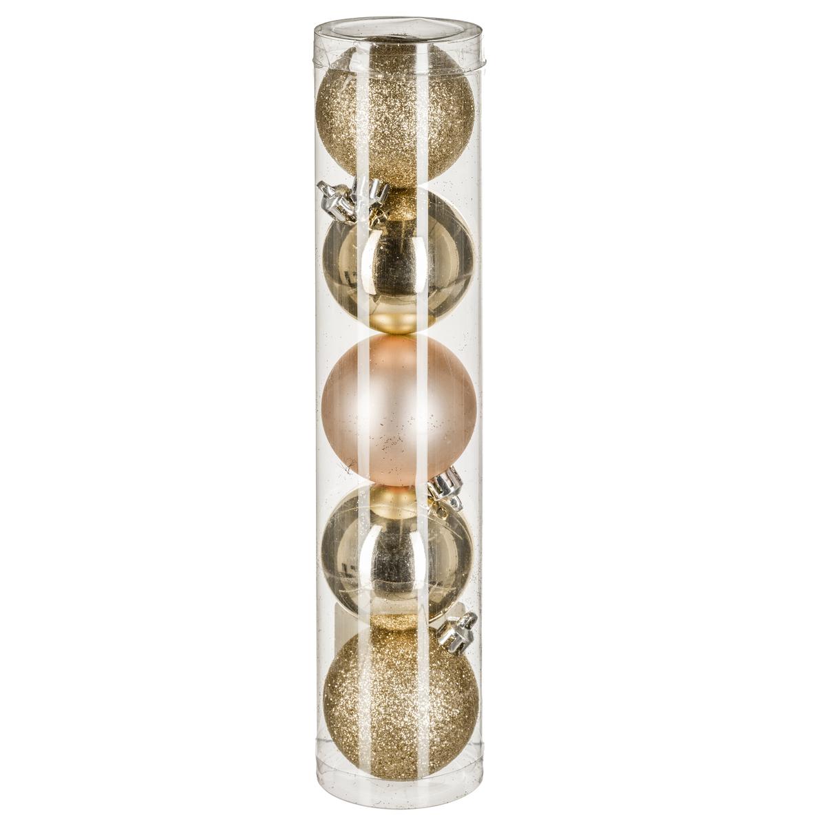 BOULE DE NOEL 50MM X5 PIECES OR