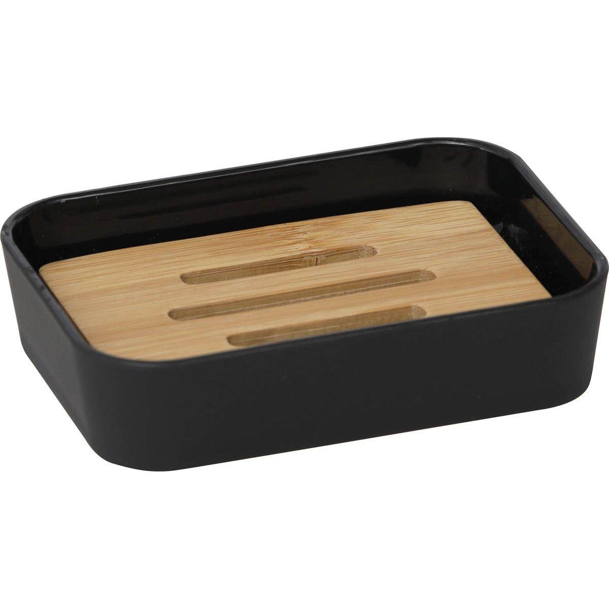 PORTE SAVON RUBBER ET ABS BAMBOU NOIR