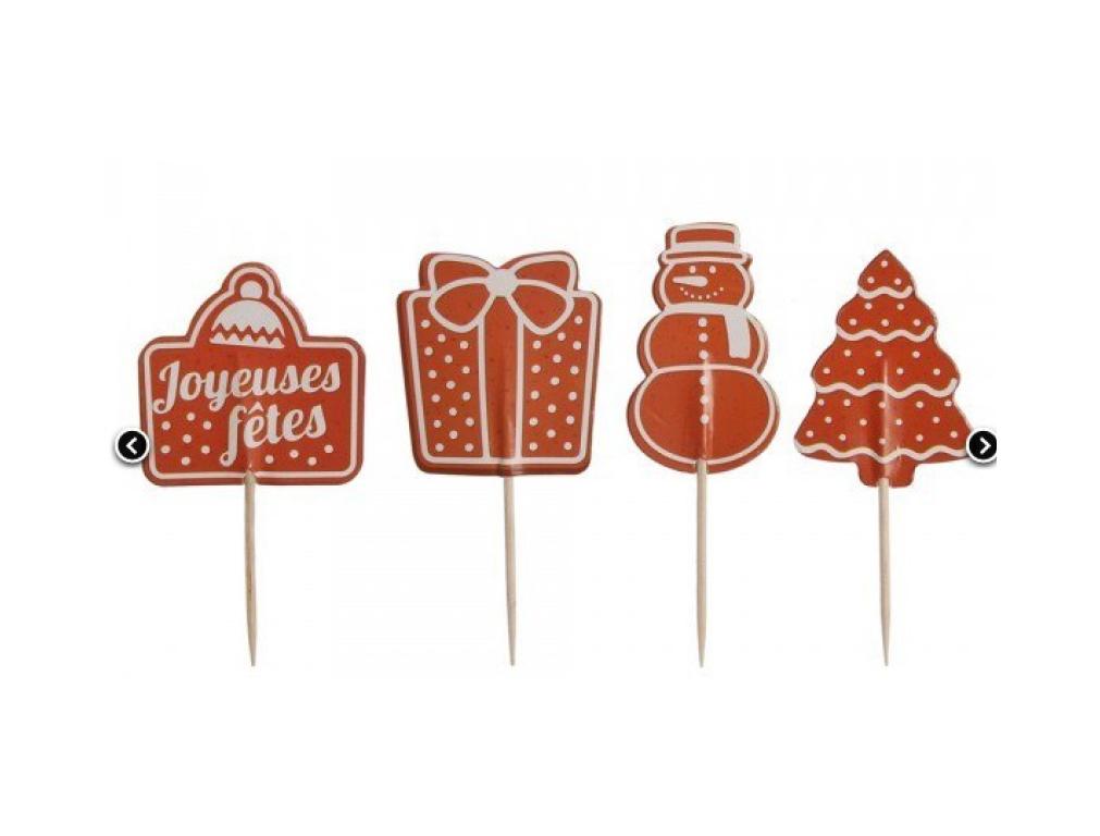 PIQUE BUCHE EN PAPIER NOEL X24 PIECES