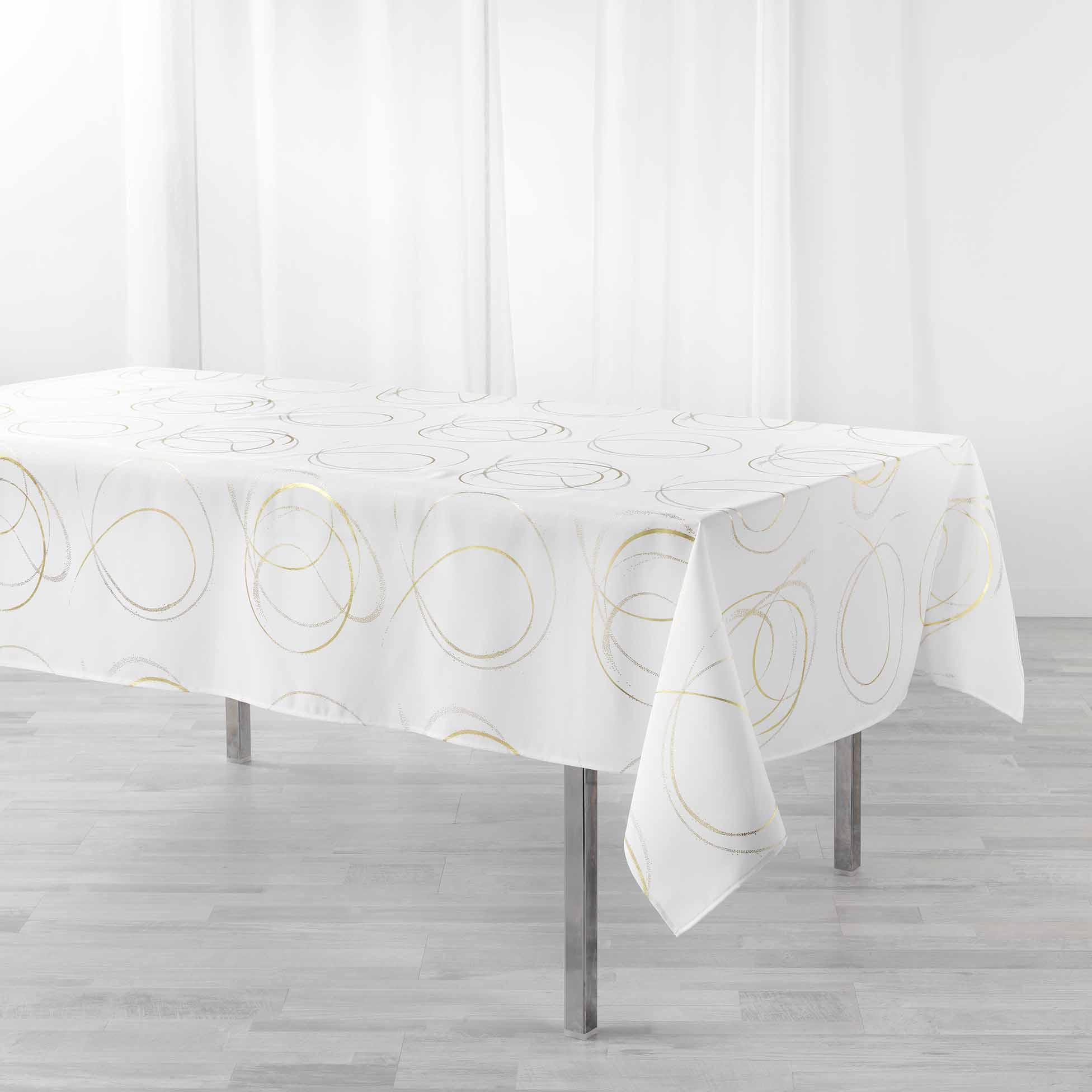 NAPPE 150X240CM METALLISE BULLY BLANC OR