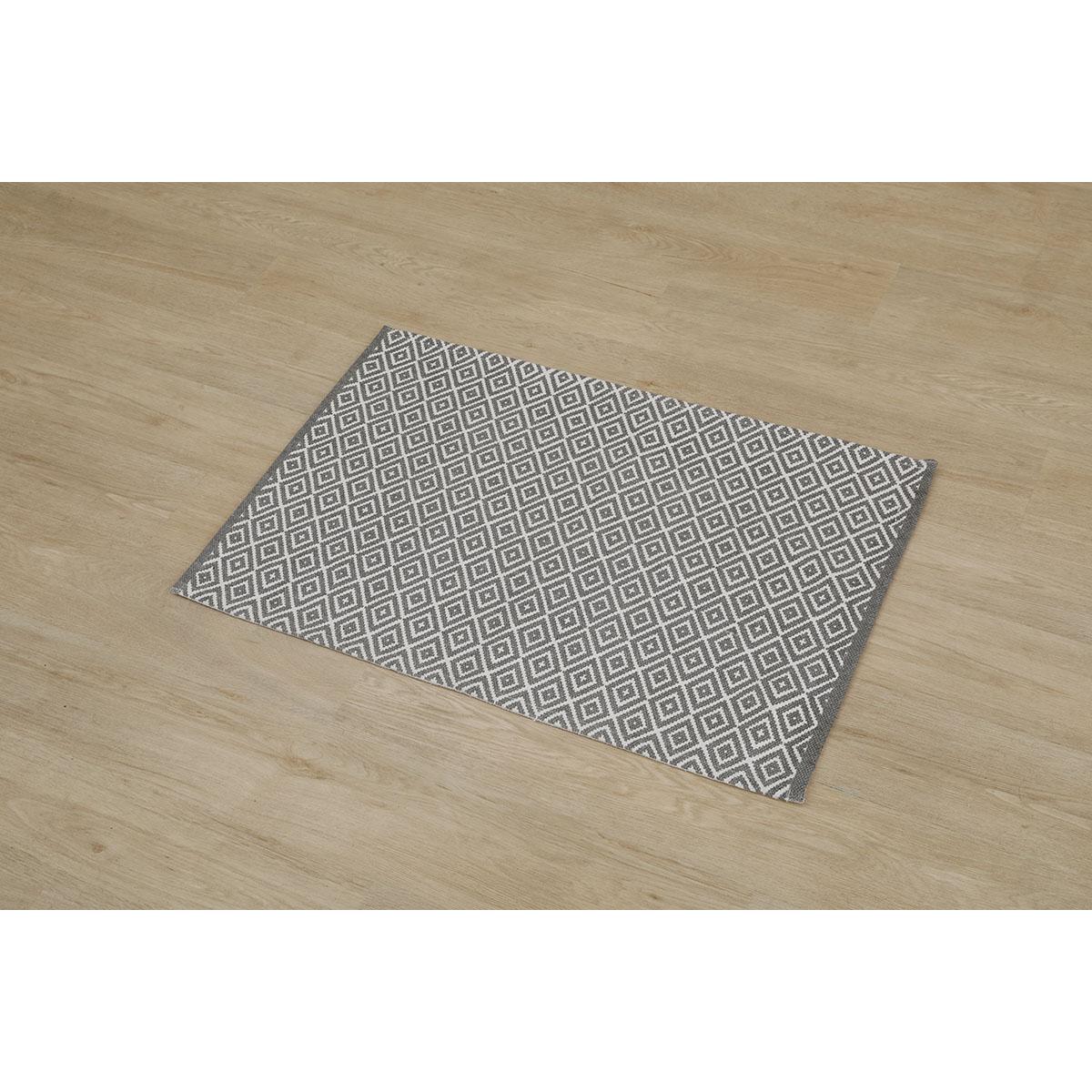 TAPIS PETITS LOSANGES 60X90CM BLANC GRIS