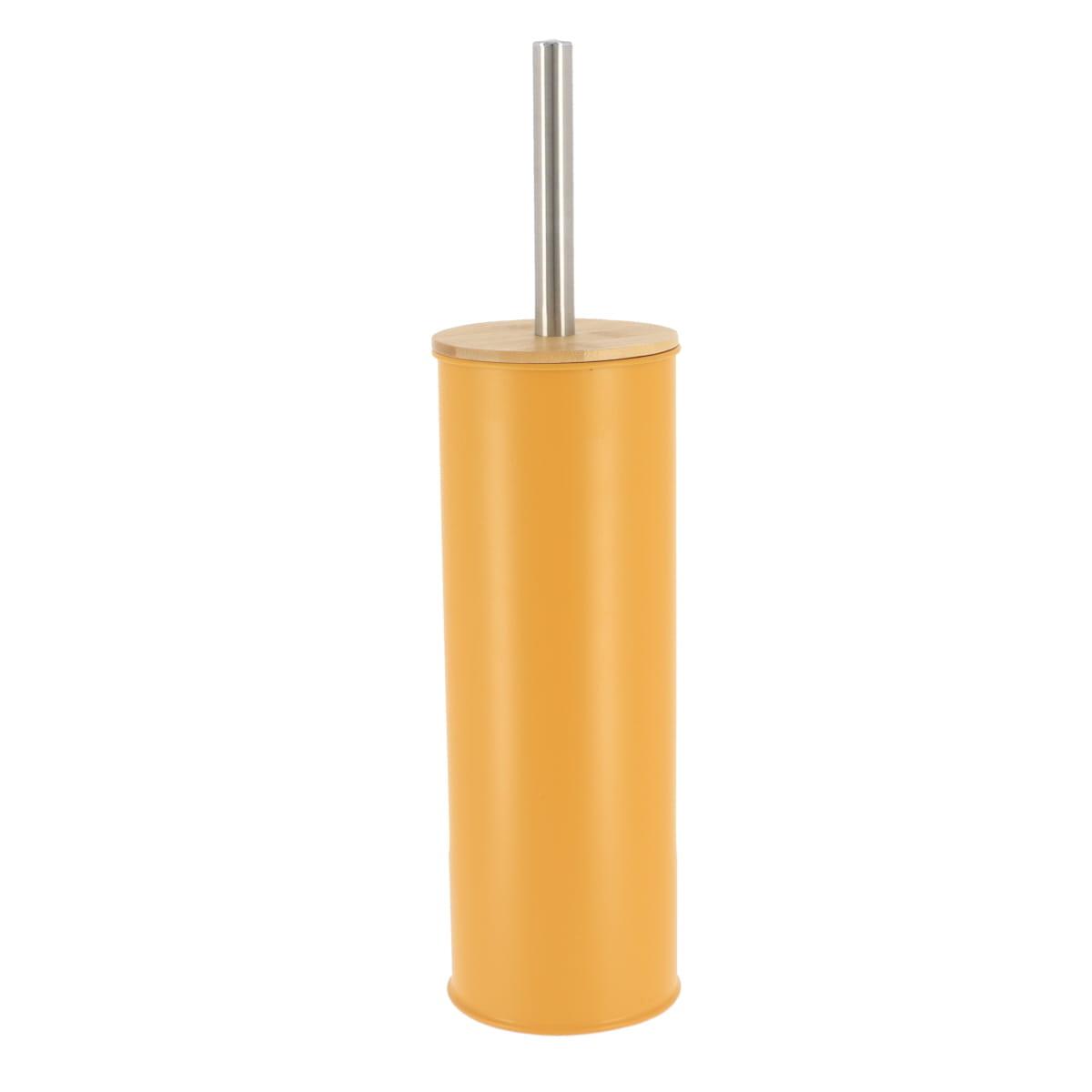 BROSSE WC METAL COUVERCLE BAMBOU MOUTARDE