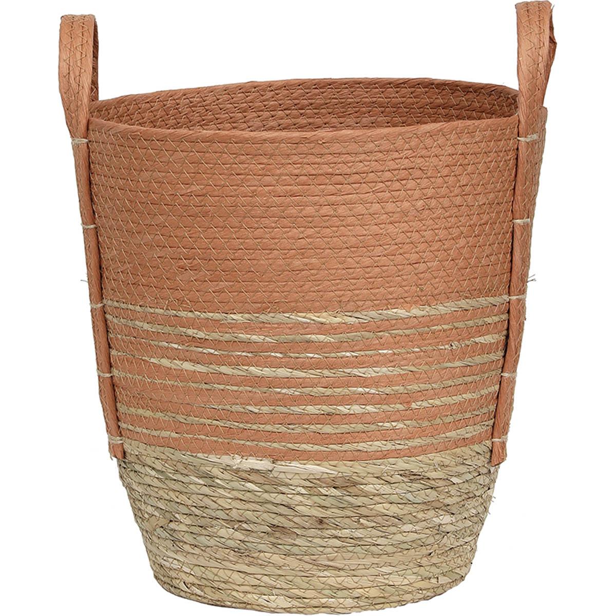 PANIERE FIBRE VEGETALE PAPIER D.34X37CM NATUREL CORAIL