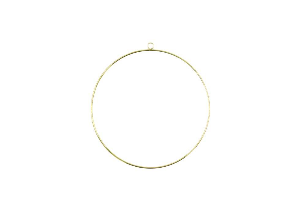 CERCLE METAL DORE AVEC ANNEAU DE SUSPENSION. DIAM. 25CM