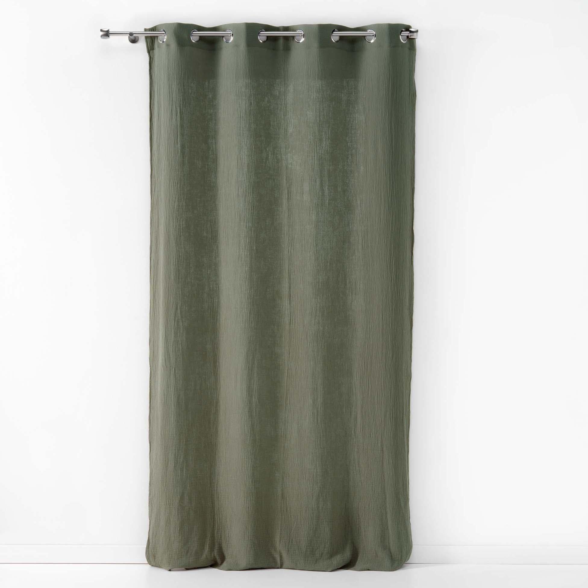 RIDEAU A OEILLETS 135X240CM GAZE DE COTON ANGELIA KAKI