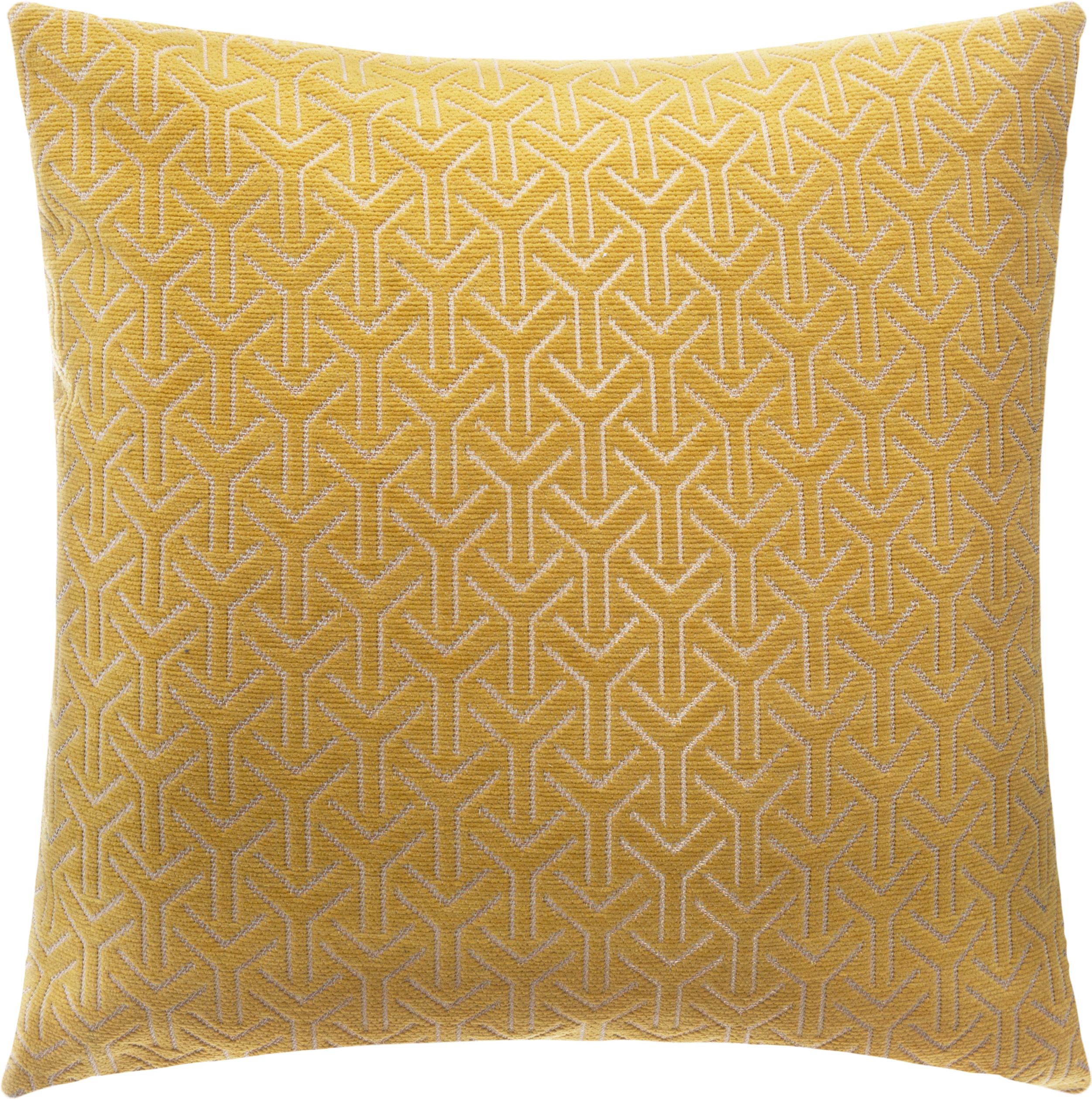 HOUSSE COUSSIN CHENILLE GEOMETRIQUE OCRE 40X40CM
