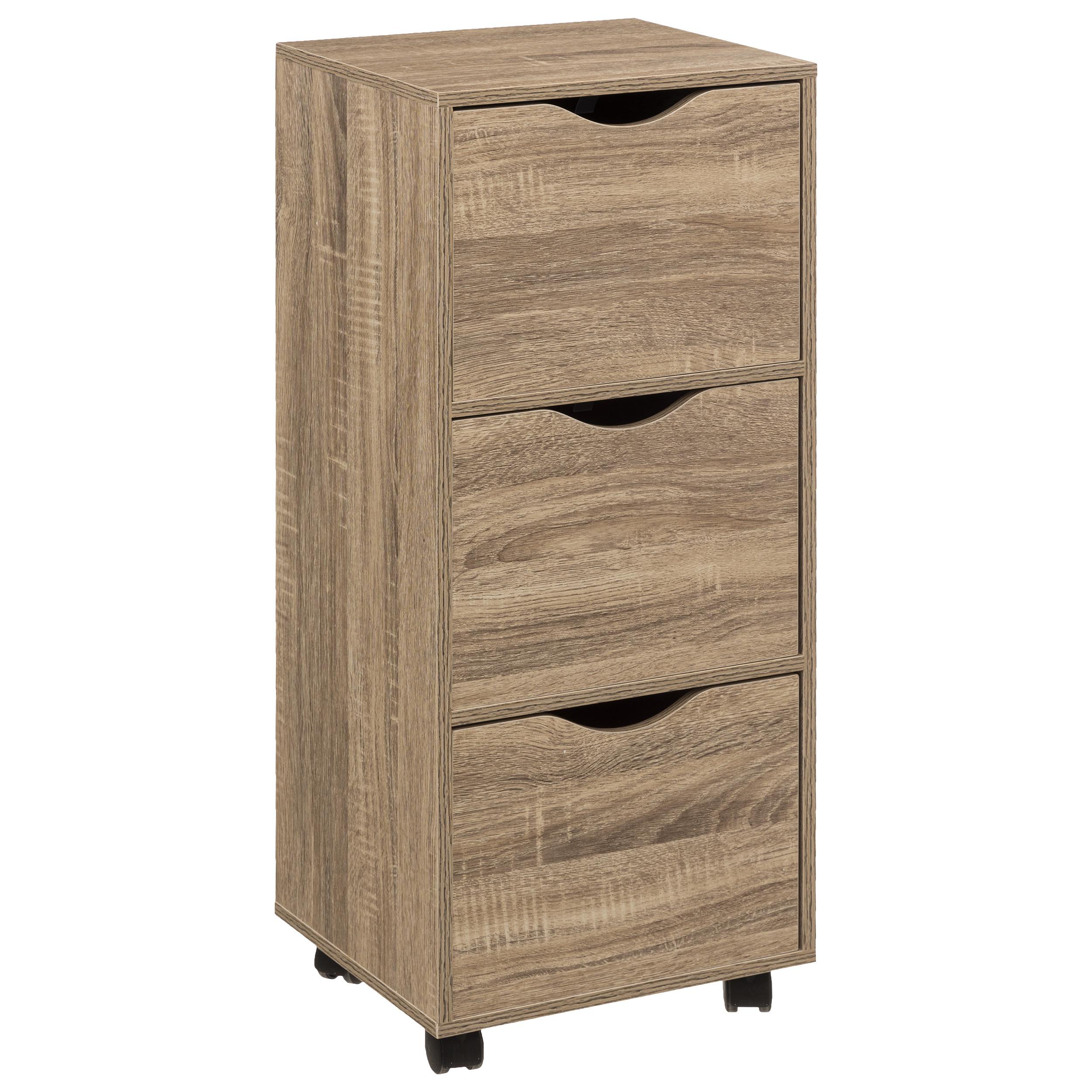 TOUR 3 TIROIRS A ROULETTES NATUREL