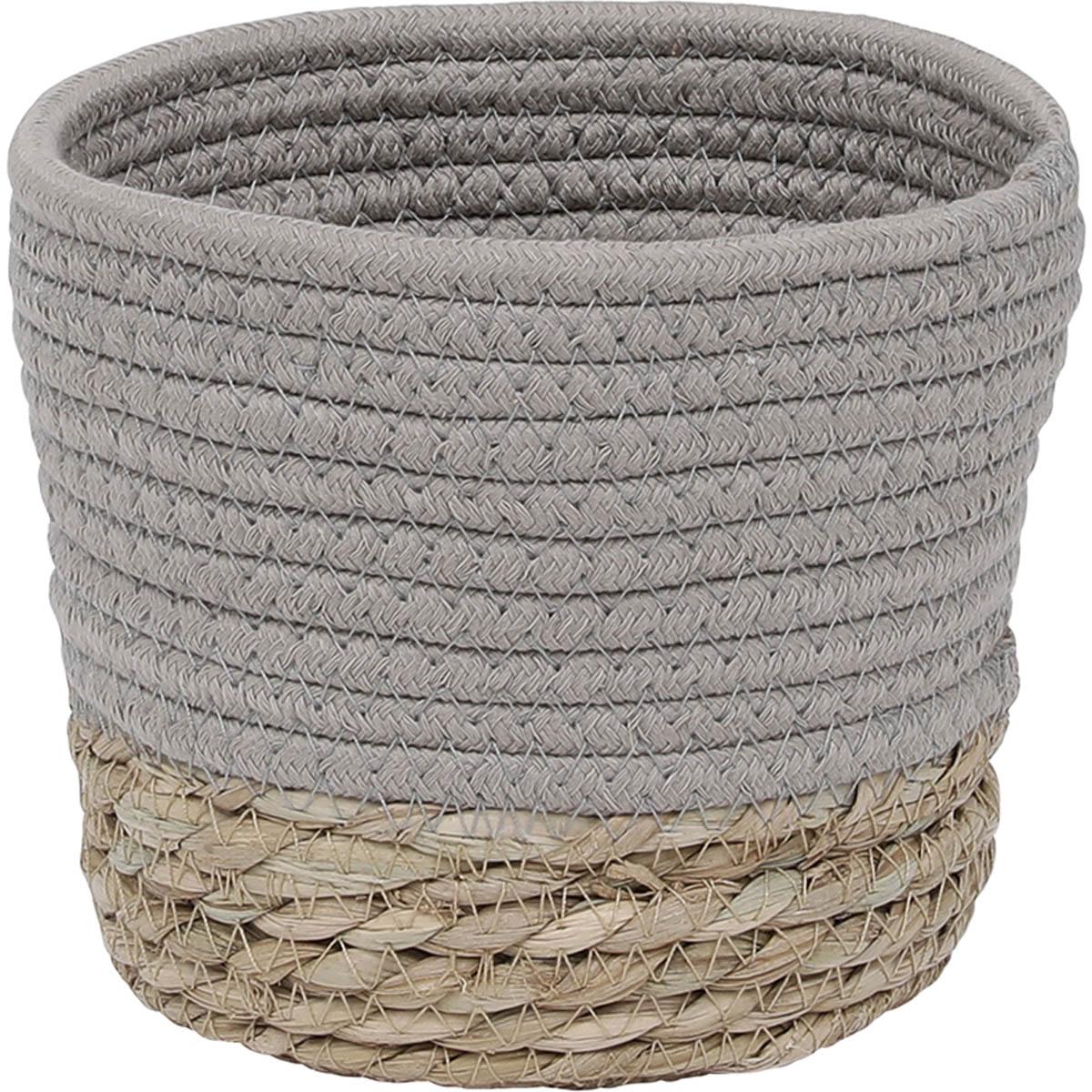 PANIER ROND COTON MATIERE VEGETALE TAUPE NATUREL D.17X14CM