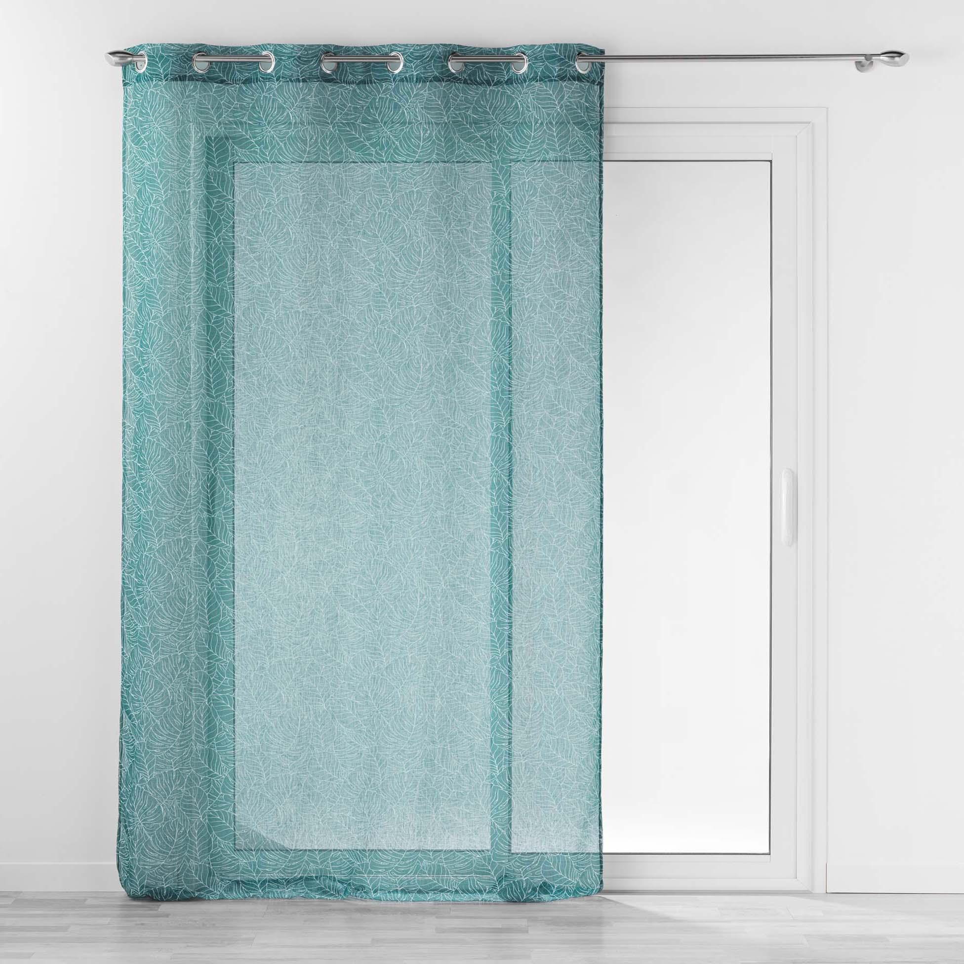 PANNEAU OEILLETS 140X240CM EFFET LIN SOLEA PETROLE