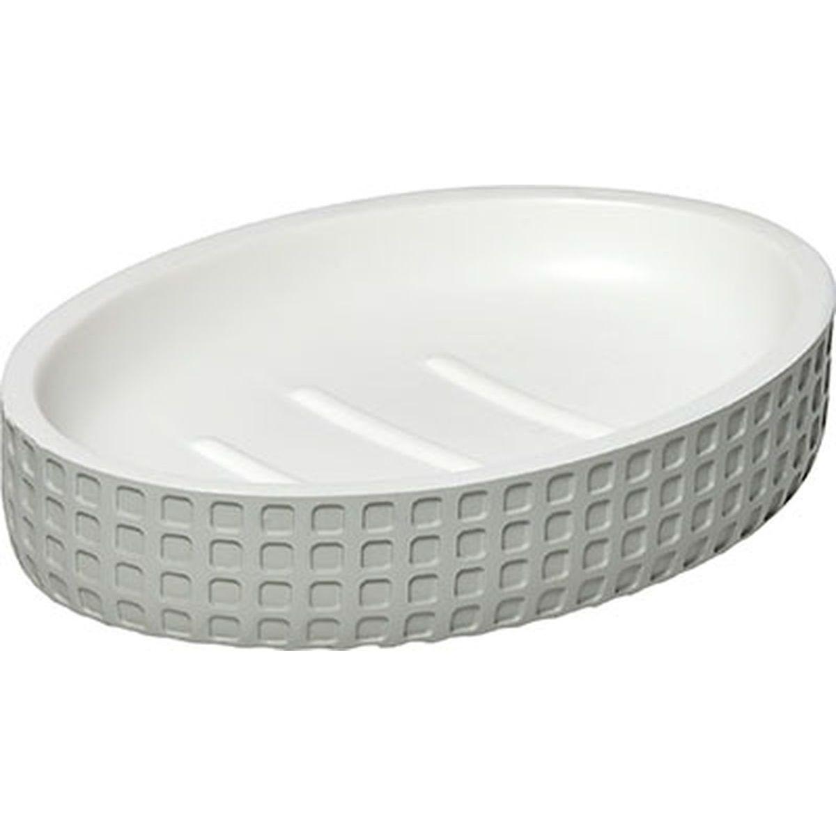 PORTE SAVON POLYRESINE OVAL MOTIF CARRE VERT SAUGE