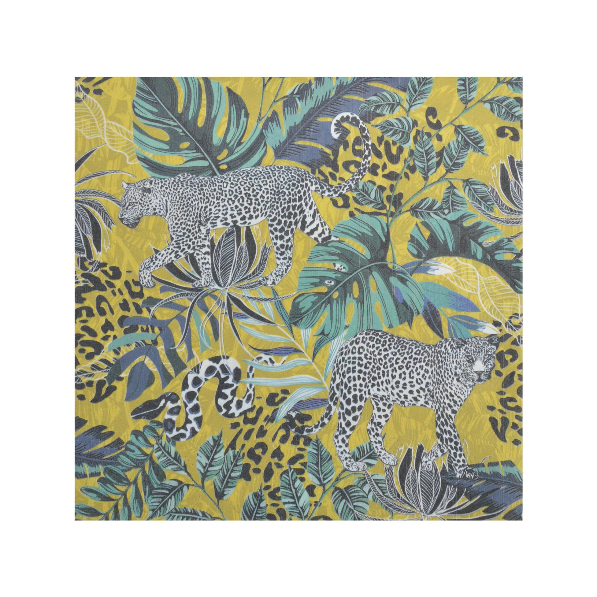 SET 20 SERVIETTES PAPIER 3 PLIS 33X33CM LEOPARDS JUNGLE