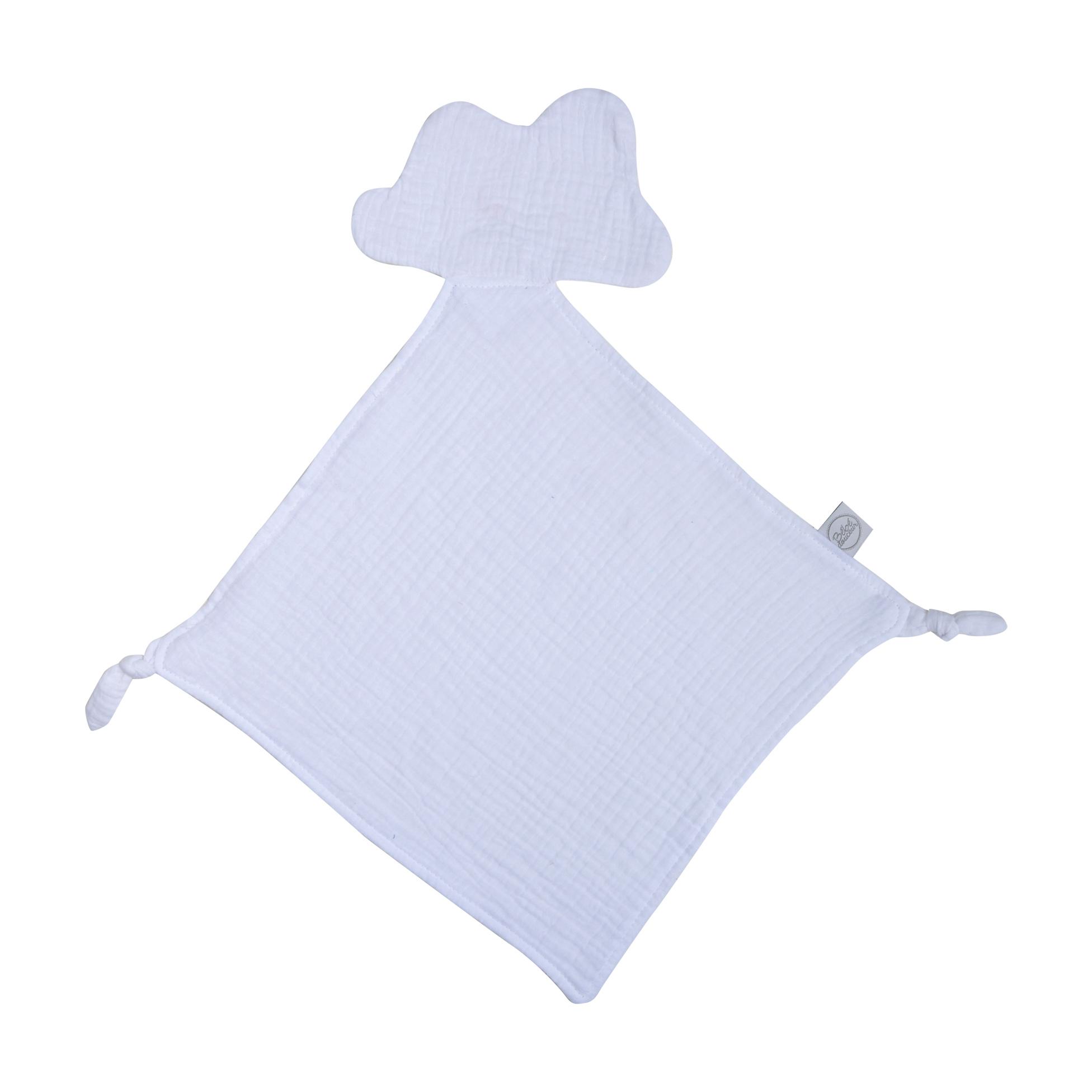 DOUDOU MOUCHOIR NUAGE 30X46CM BLANC GAZE DE COTON