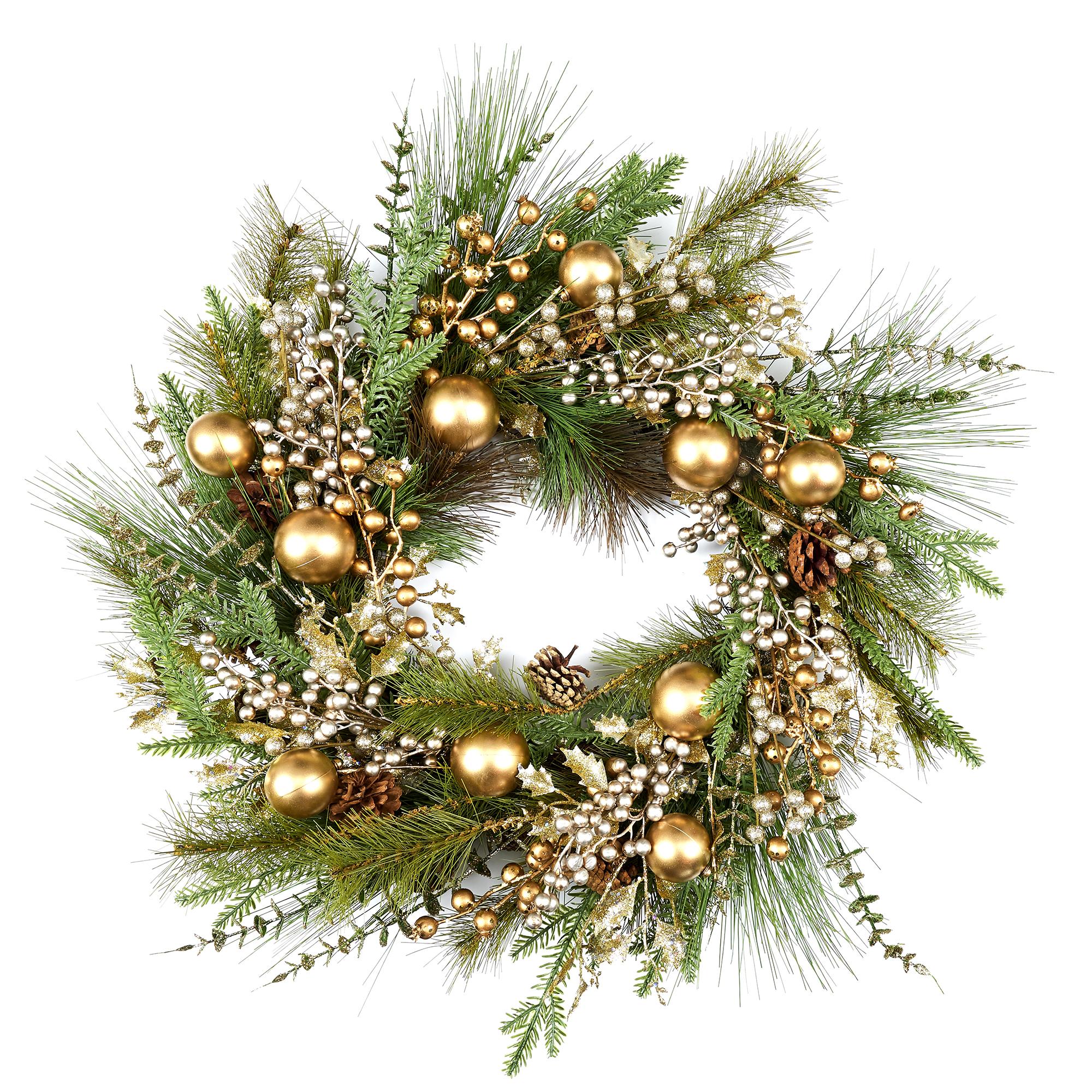 COURONNE DE NOEL PERLES 65CM