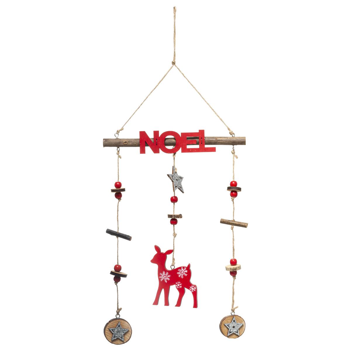 SUSPENSION BOIS MOBILE NOEL 38CM