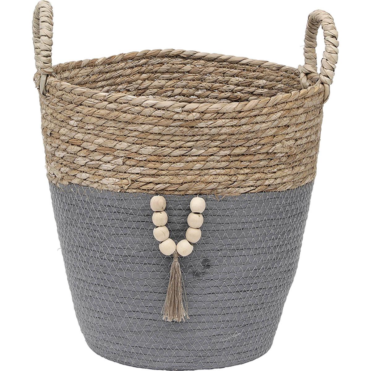 PANIERE RONDE PETIT MODELE D.31X30CM NATUREL GRIS