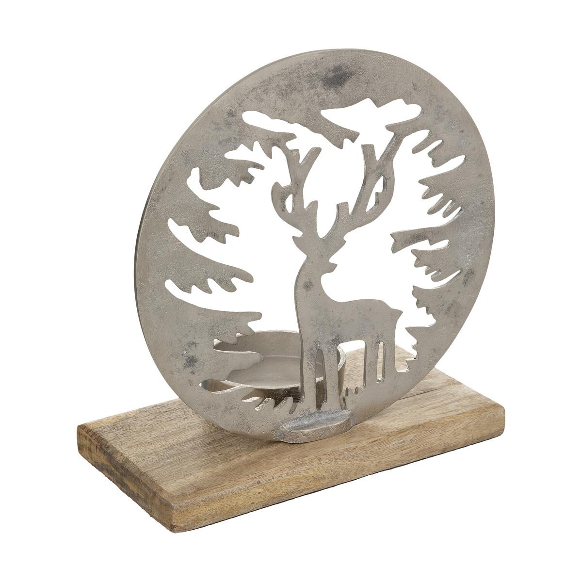 PHOTOPHORE ROND RENNE FORET 25CM