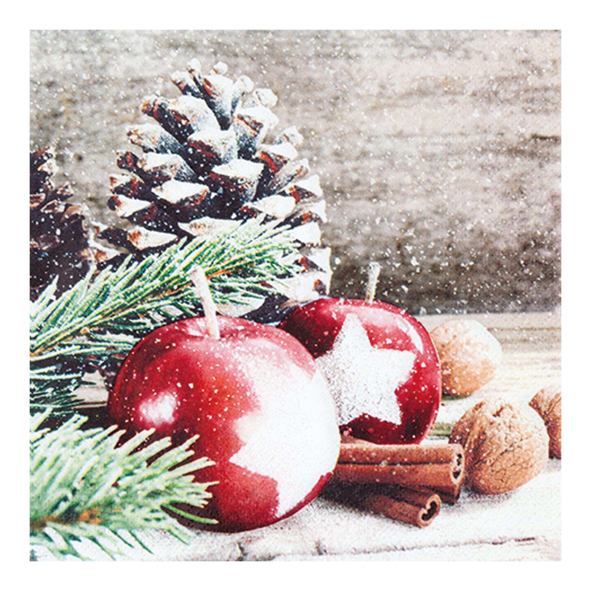 SET 20 SERVIETTES 3 PLIS 33X33CM POMME