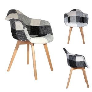 FAUTEUIL SCANDINAVE PATCHWORK GRIS