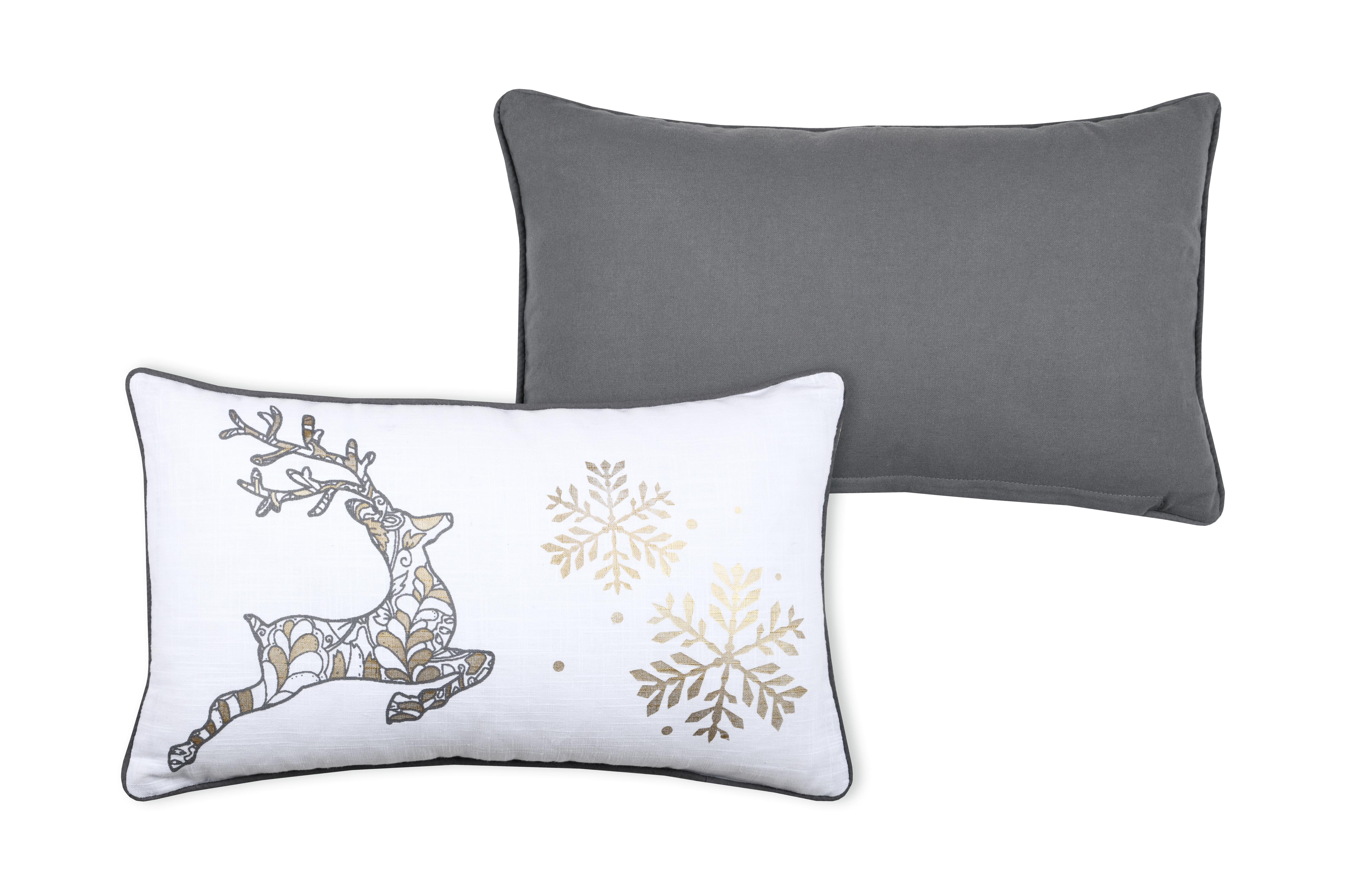 LUMINEUX COUSSIN CERF BLANC 30X50CM