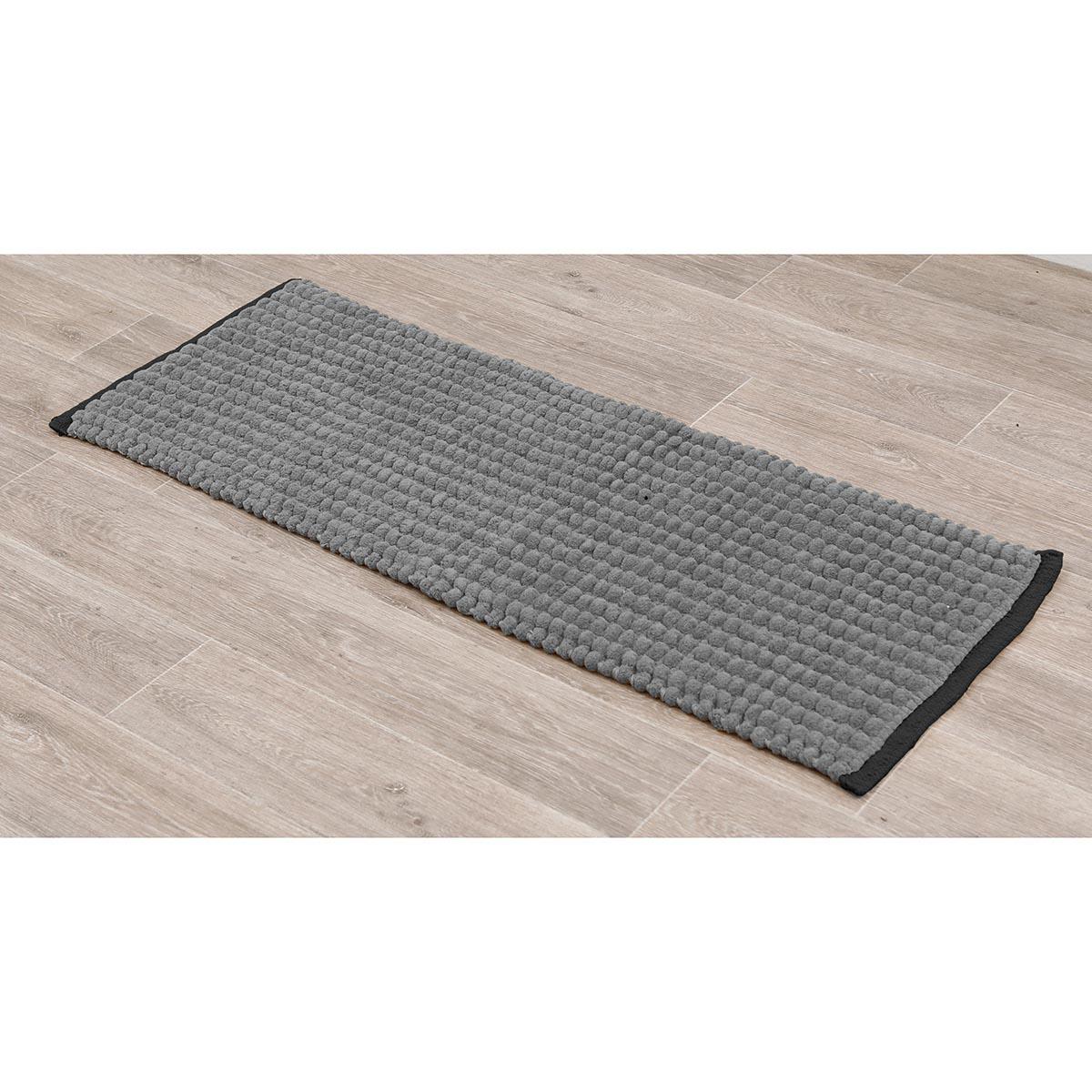 TAPIS POLYESTER COTON BICOLORE 45X120CM GRIS NOIR