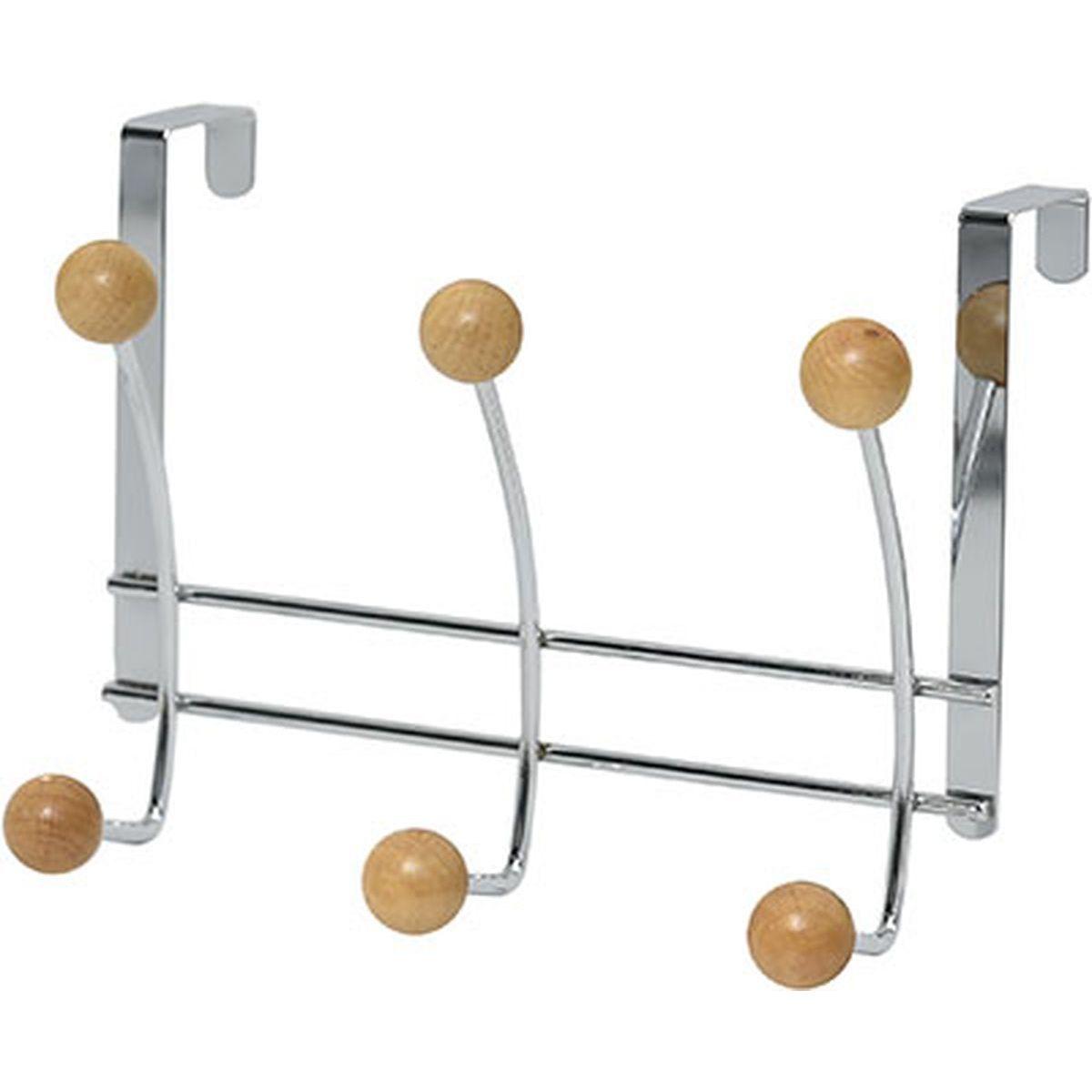 PATERE METAL 6 CROCHETS   CHROME BOIS