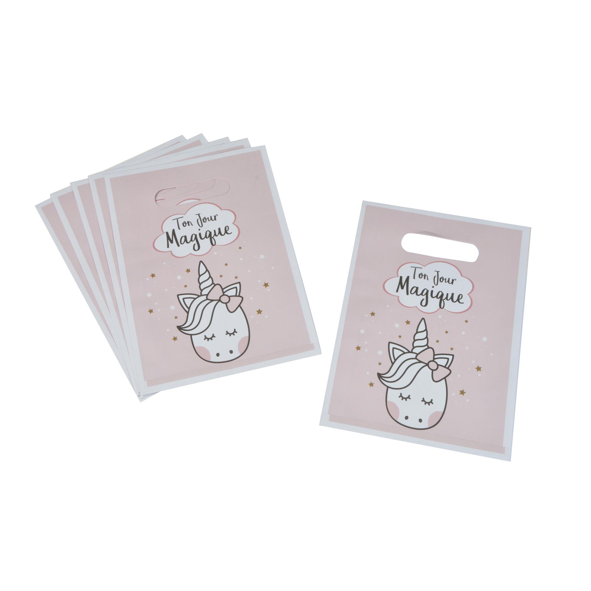 SET 6 SACS A BONBONS PAPIER H.23CM LICORNE
