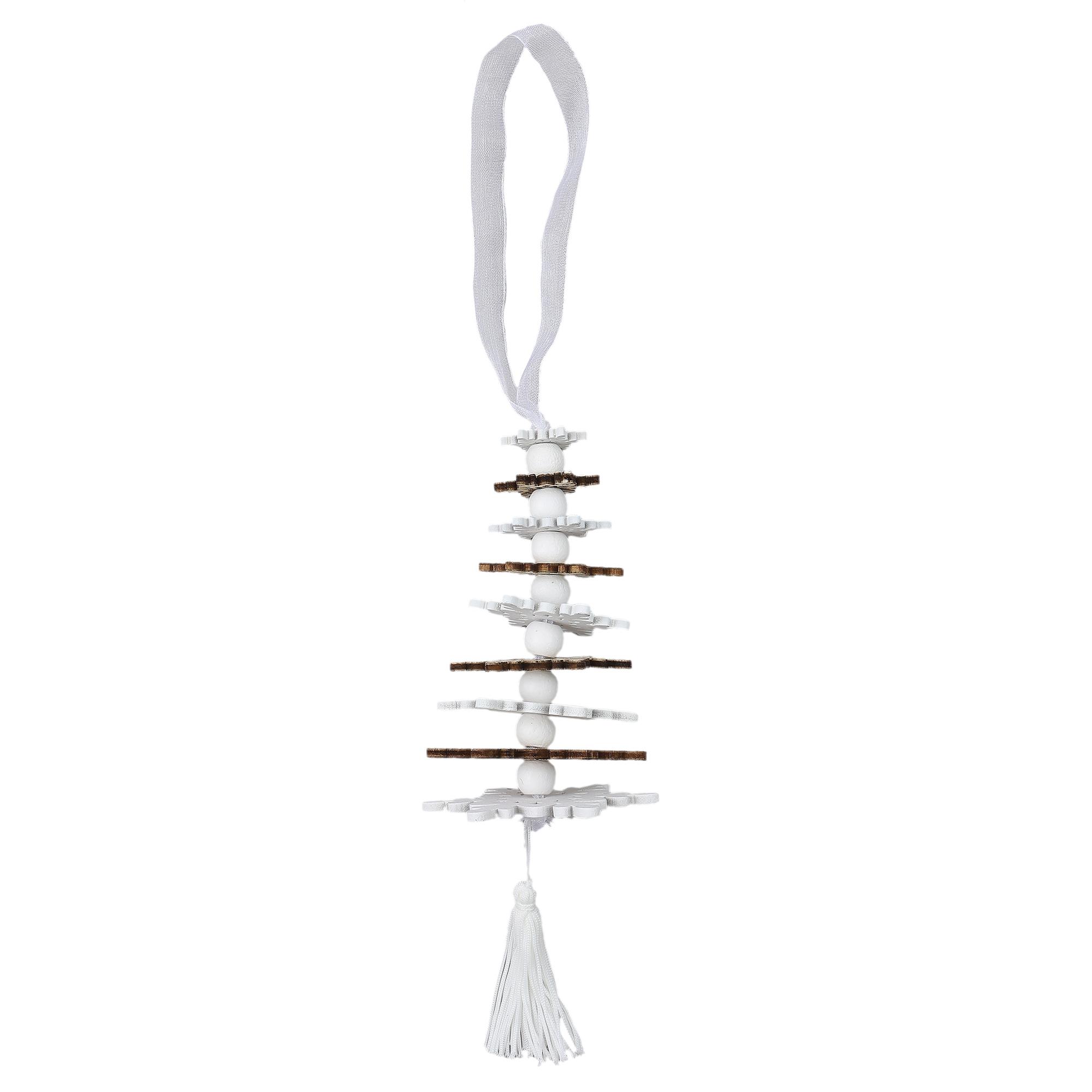 SUSPENSION FLOCONS DE NEIGE EN BOIS 6X31CM