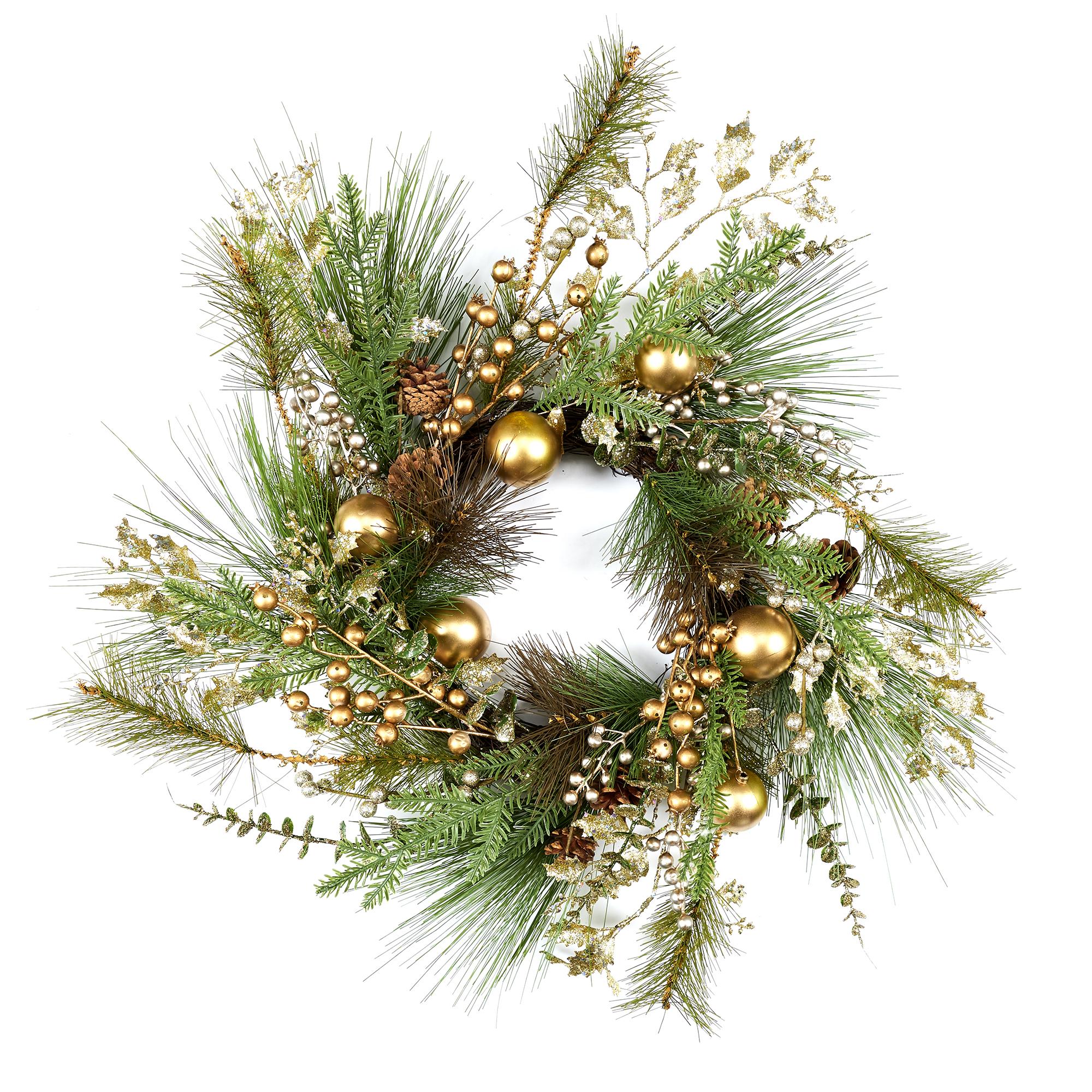 COURONNE DE NOEL PERLES 55CM