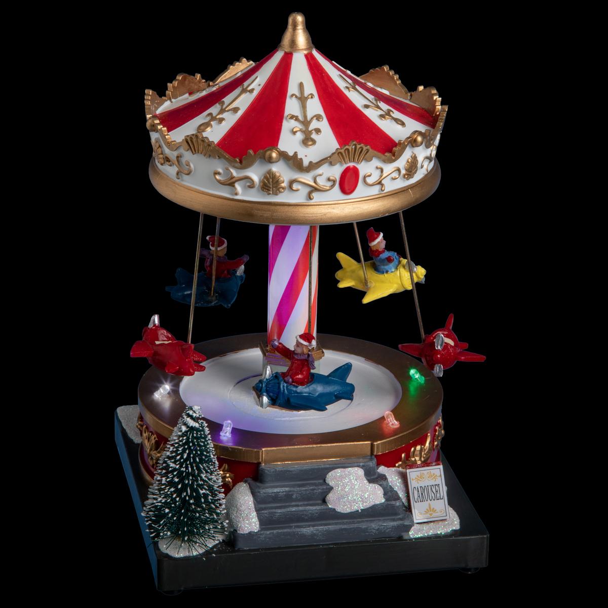 VILLAGE DE NOEL MANEGE ET AVIONS A PILE 4 LEDS