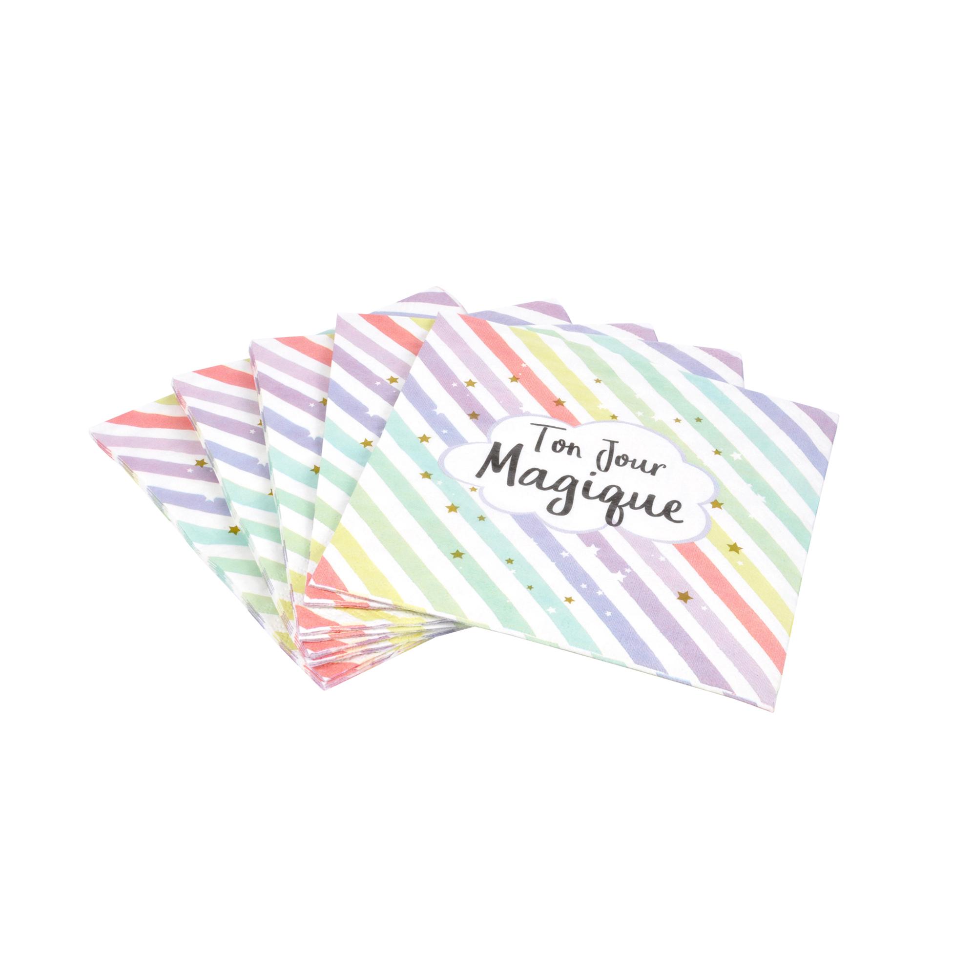 SET 20 SERVIETTES PAPIER 33X33CM LICORNE