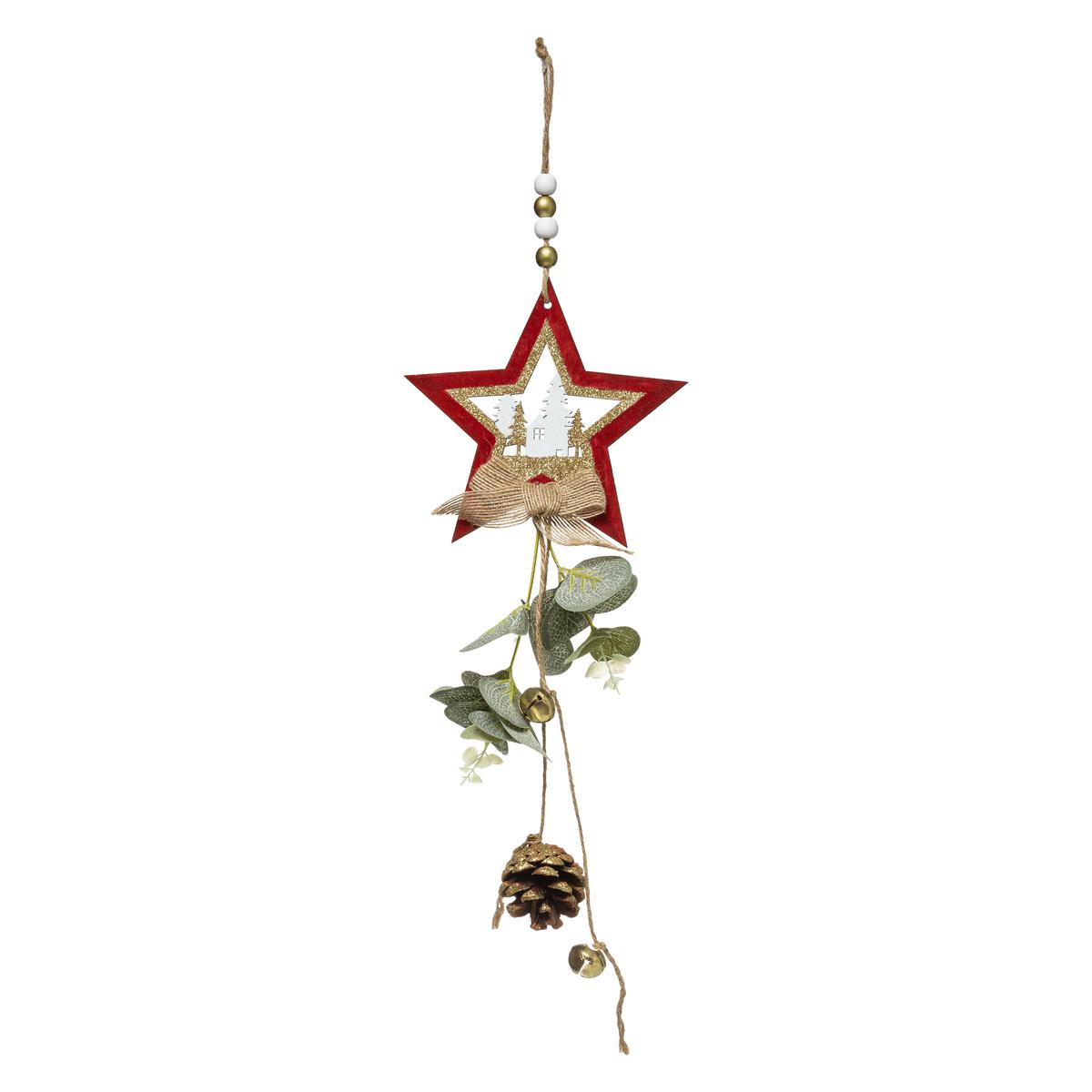 SUSPENSION LONG BOIS FEUILLE POMME DE PIN