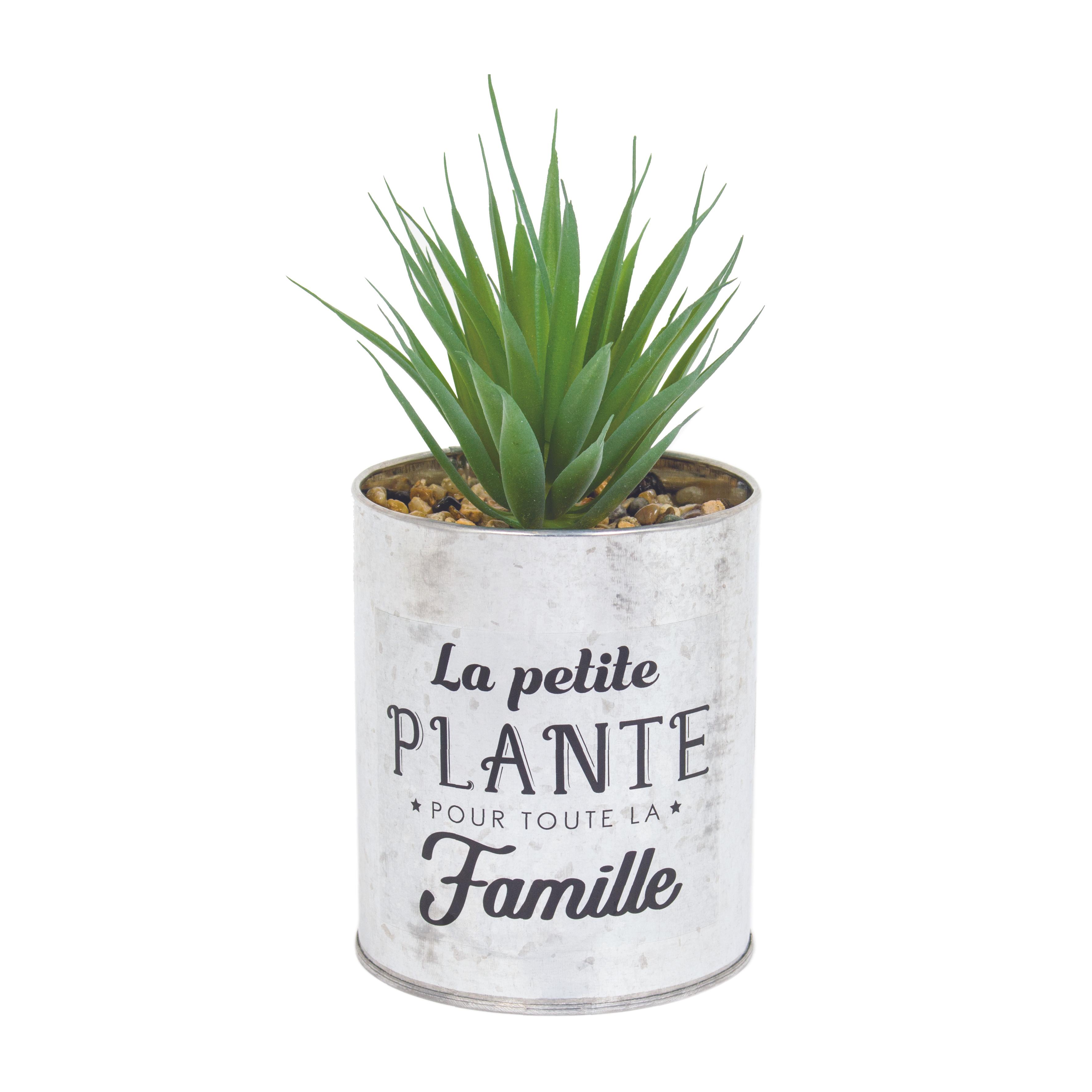 PLANTE ARTIFICIELLE SUCCULENTE POT METAL H12.5CM