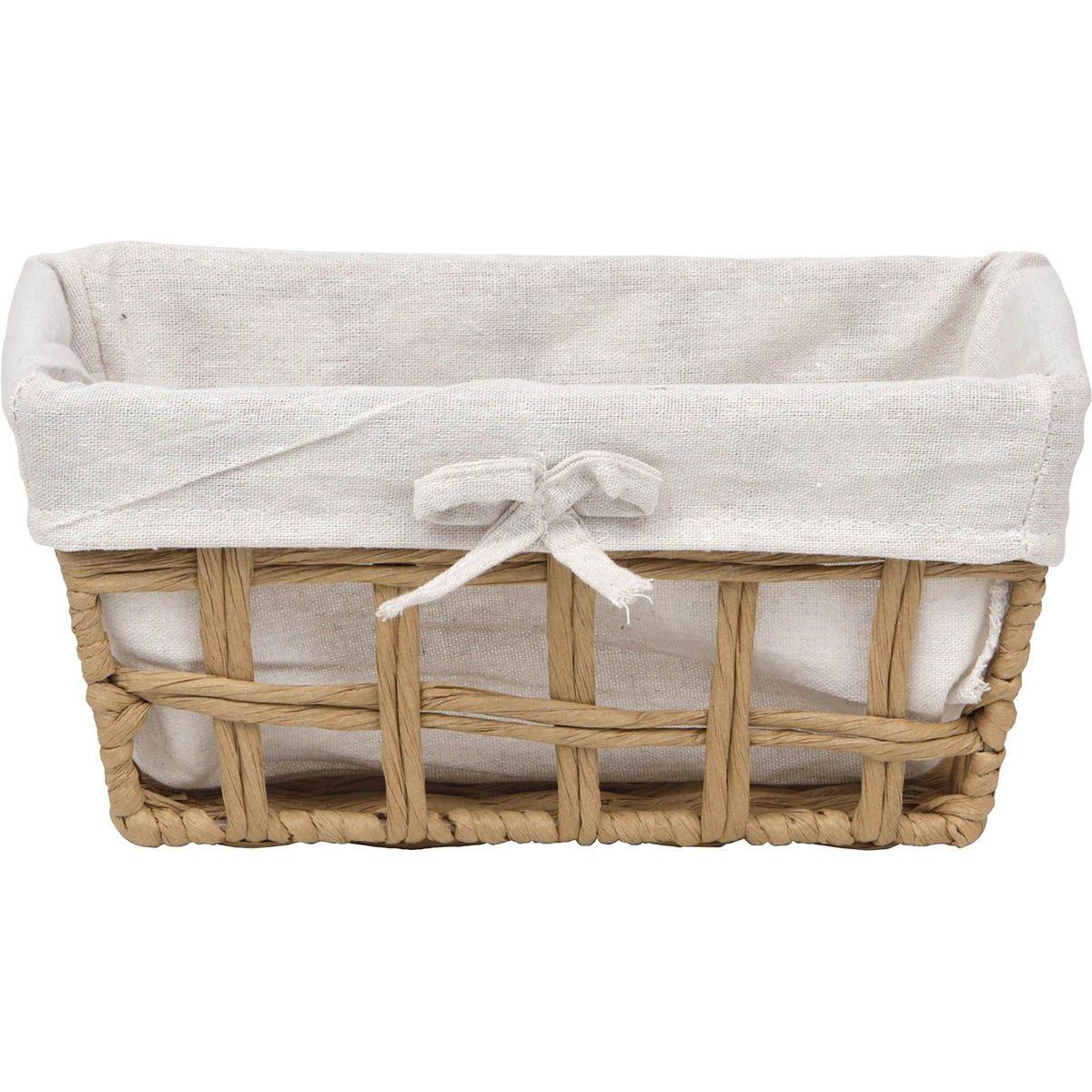 PANIERE PAPIER TRESSE RECTANGLE 28X20X13CM NATUREL TISSU LIN