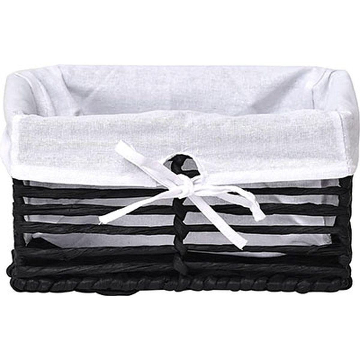 PANIERE PM EN PAPIER STRUCTURE METAL NOIR TISSU BLANC