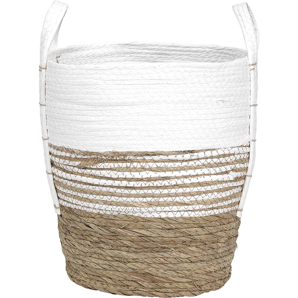 PANIERE FIBRE VEGETALE PAPIER D.34X37CM NATUREL BLANC
