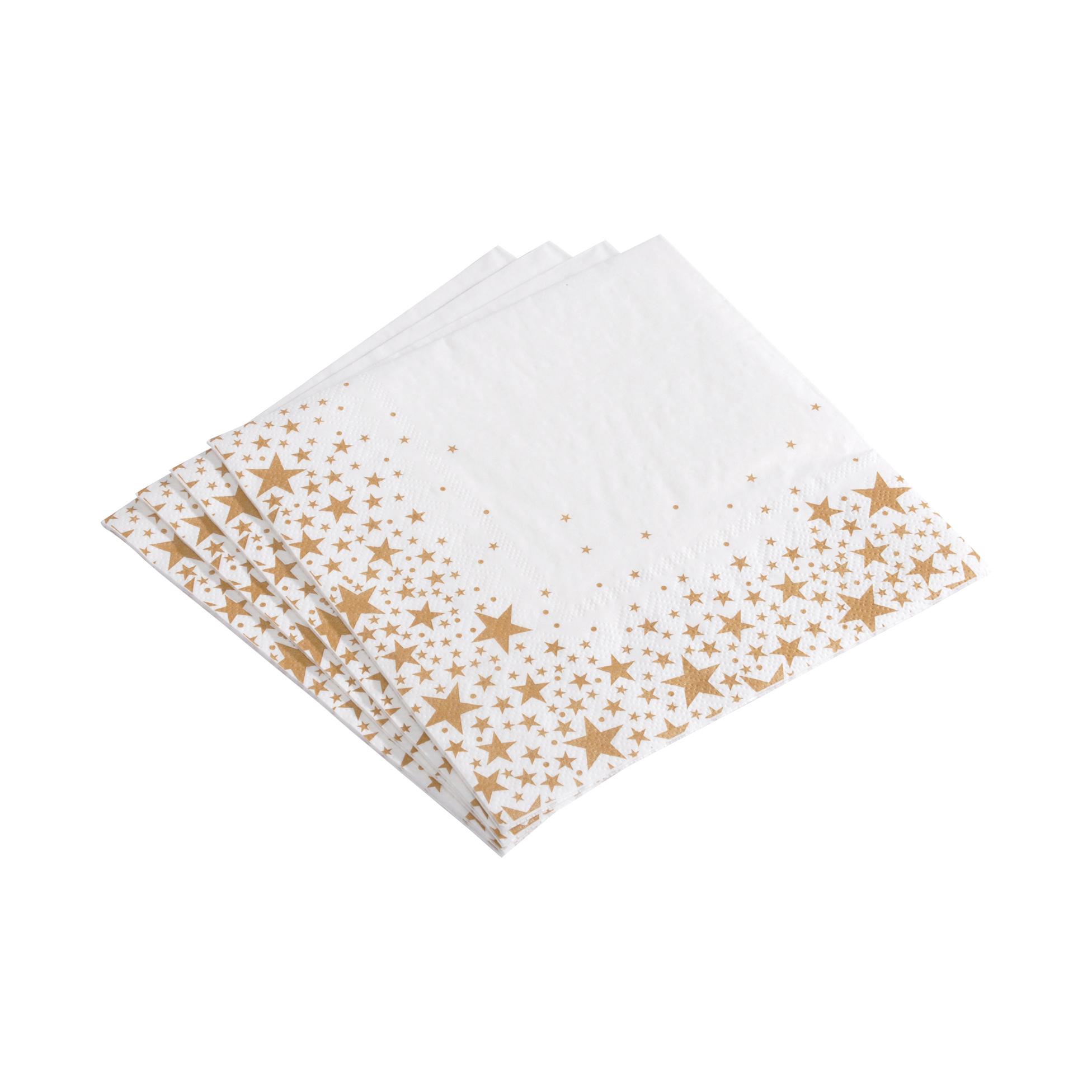 SET 20 SERVIETTES 3 PLIS 33X33CM ETOILE OR