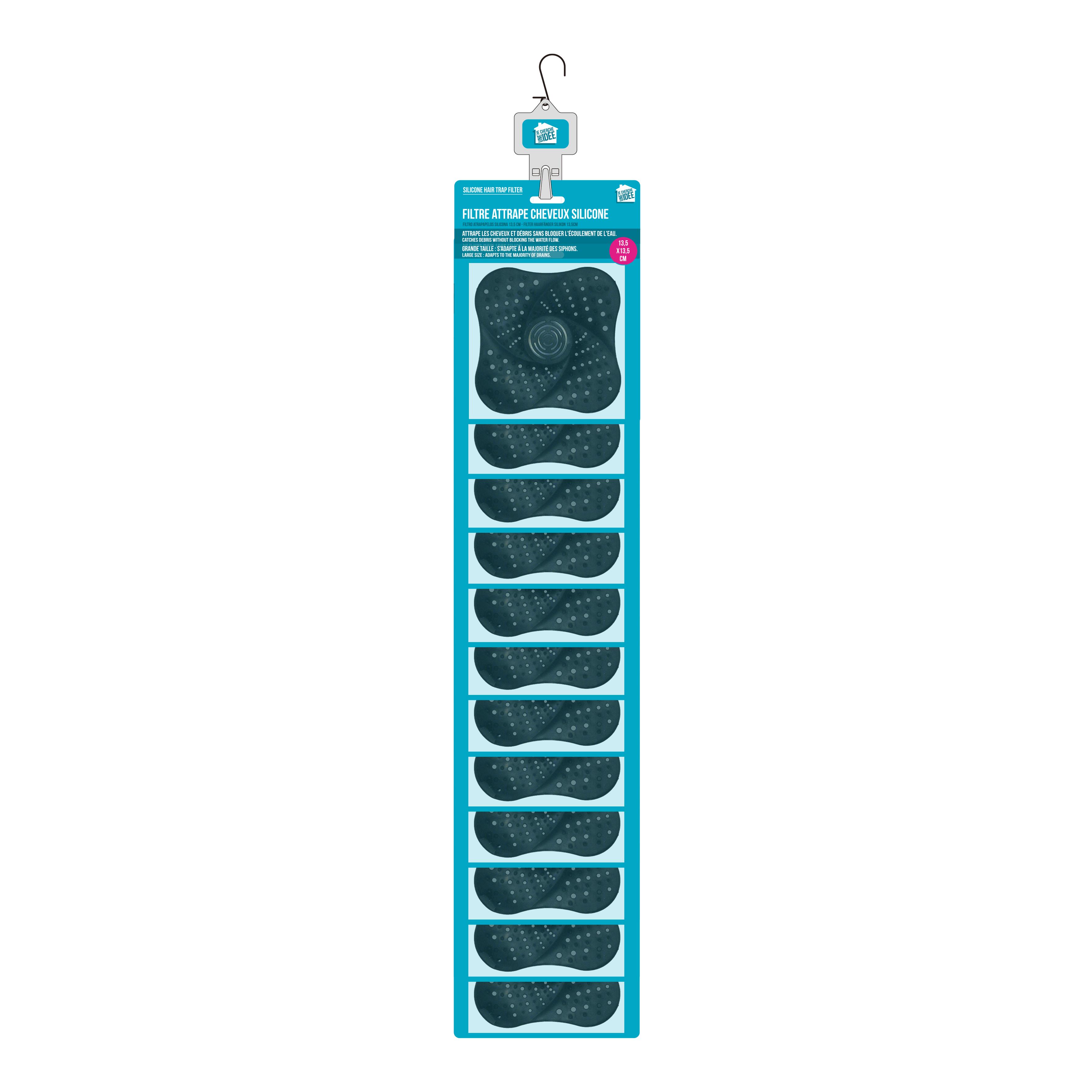 Filtre évier Silicone OSALADI - Lot De 3 - Attrape-cheveux Pour Lavabo, Douche - 12,3x12,3 Cm - Gris - Installation Facile Sans Outils
