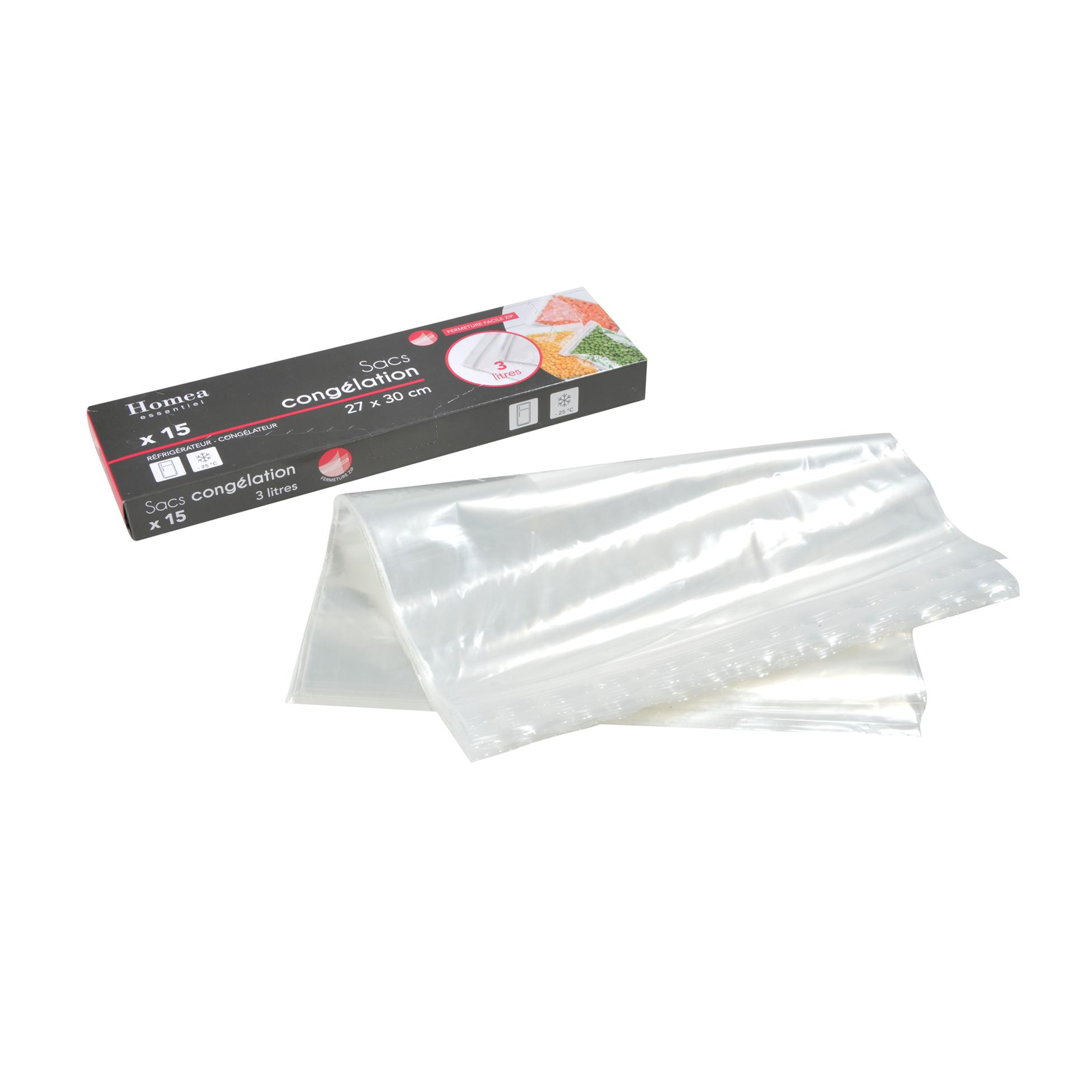 SET 15 SACS CONGELATION AVEC ZIP 3L D.27X30CM