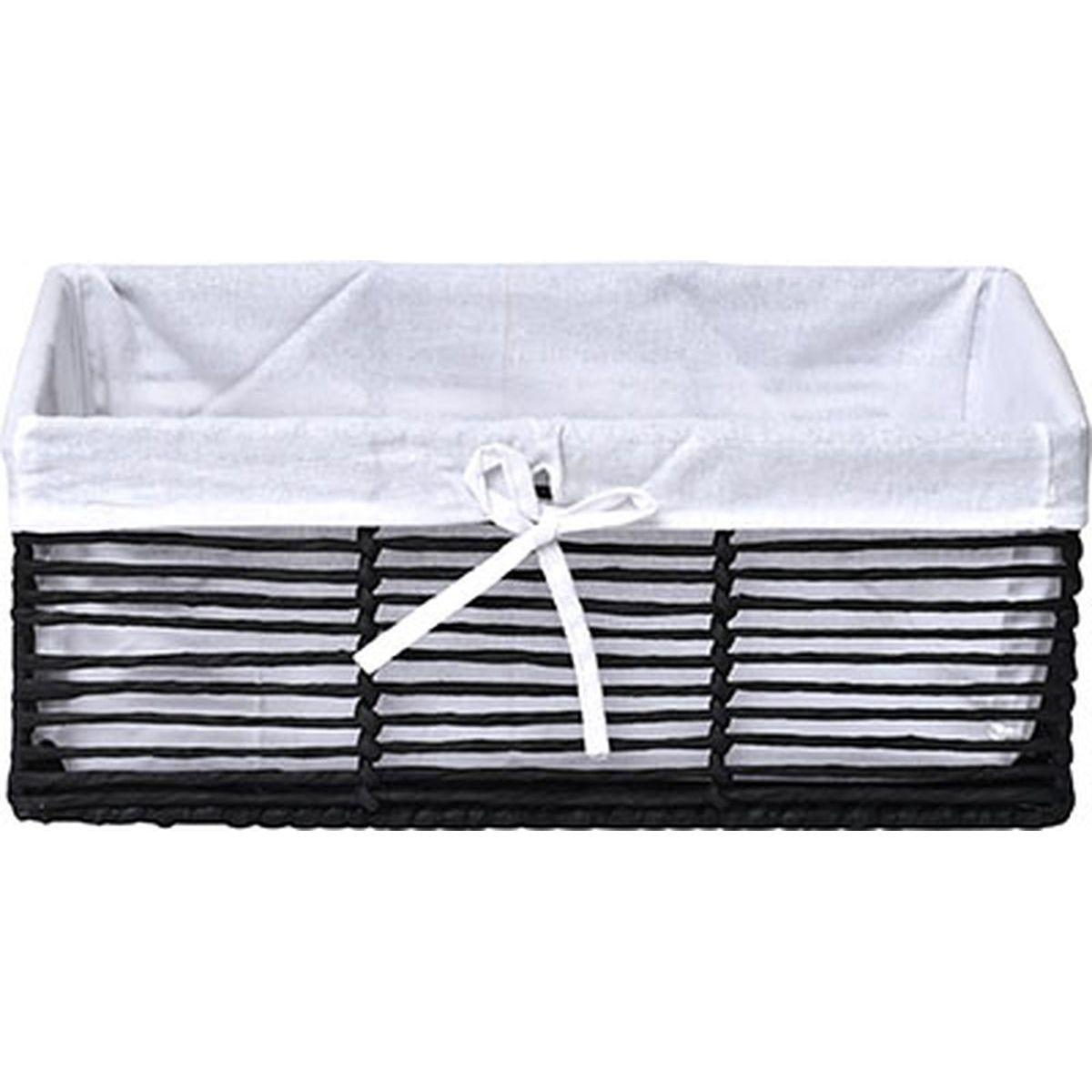 PANIERE GM EN PAPIER STRUCTURE METAL NOIR TISSU BLANC