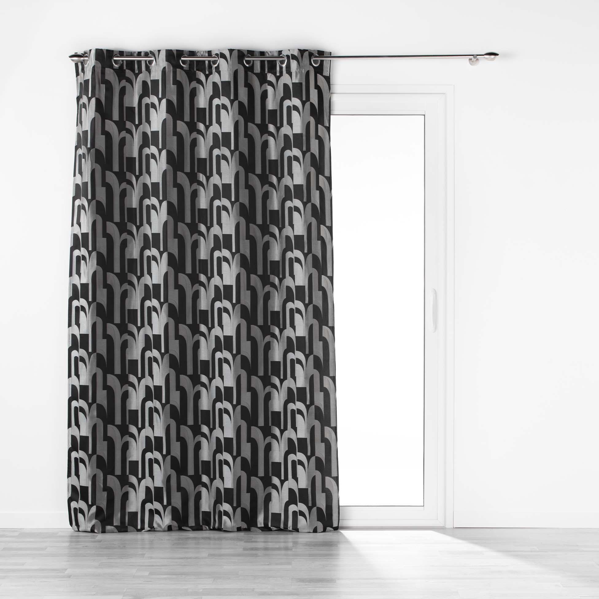 RIDEAU OEILLETS 140X260CM JACQUARD MEDICIS NOIR