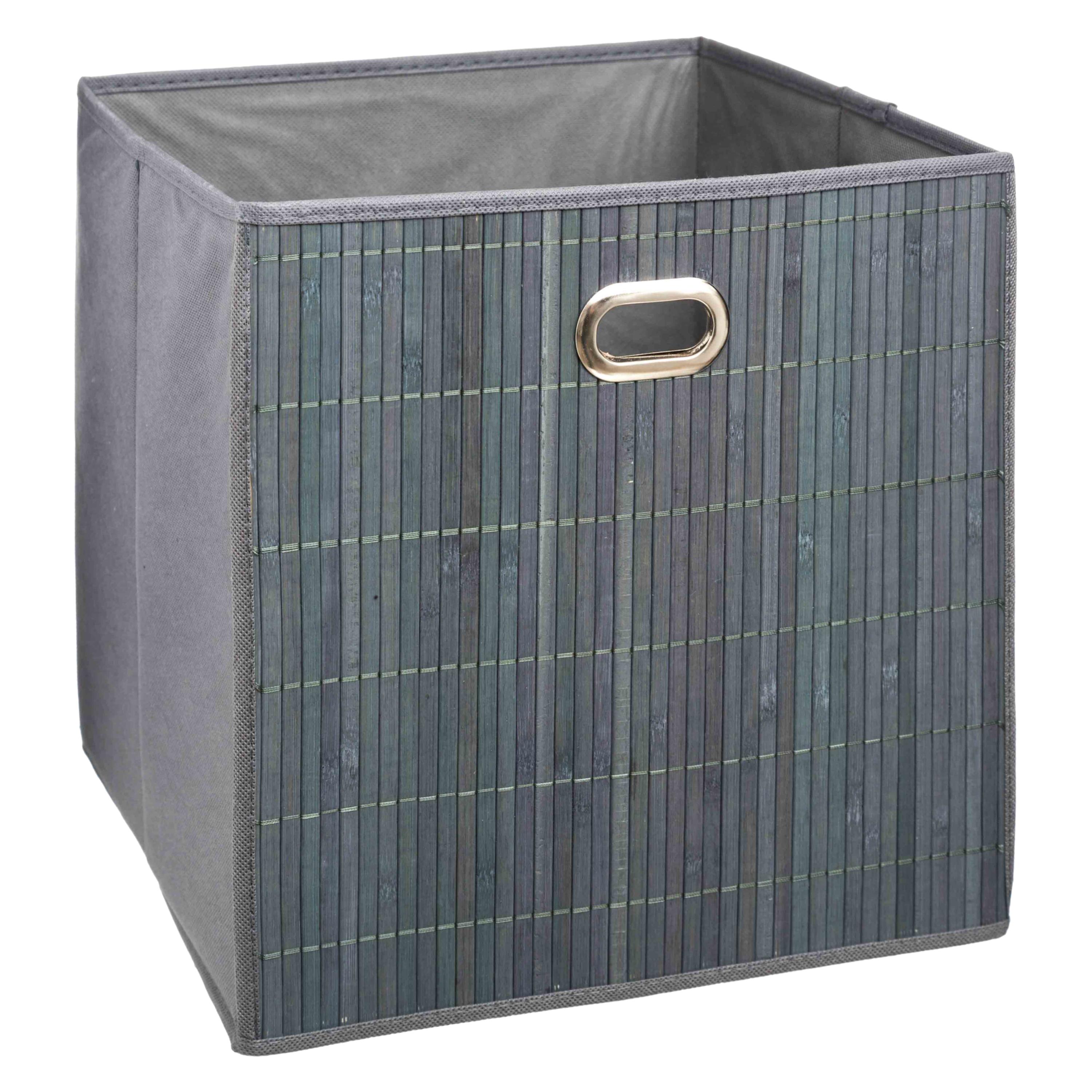 PANIER RANGEMENT BAMBOU GRIS D.31X31CM
