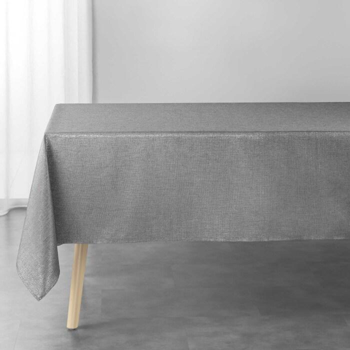 NAPPE 140X240CM POLYESTER UNI METALLISE SILVERY GRIS ARGENT