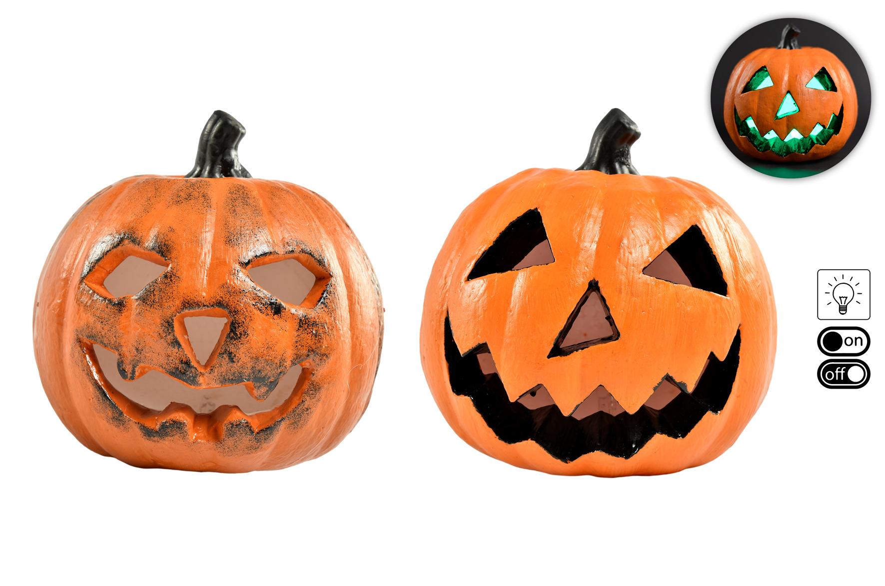 CITROUILLE LUMINEUSE FACE DECOUPEE REGLABLE 17X16X16CM