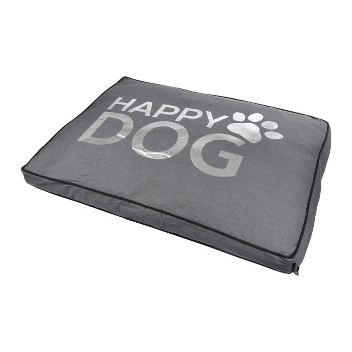 COUSSIN RECTANGLE COLLECTION HAPPY DOG 80X60X8CM GRIS