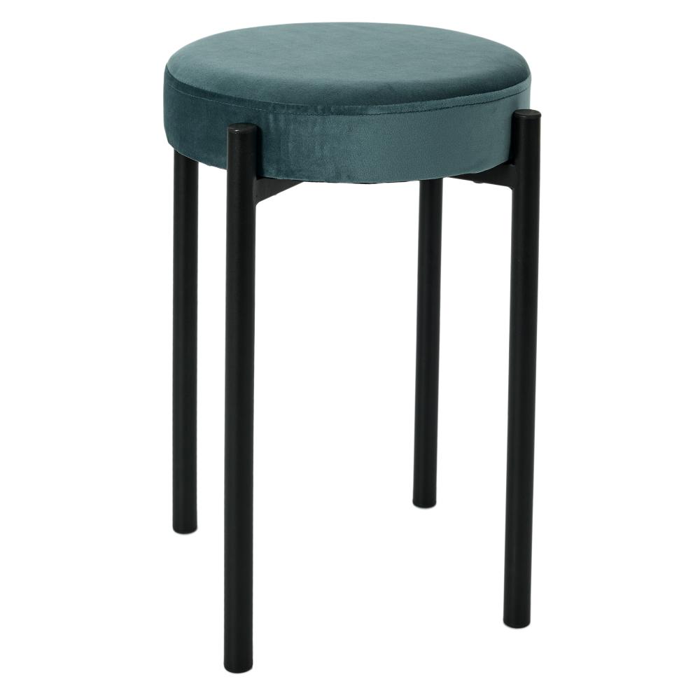 TABOURET BUBBLE EMPILABLE VELOURS BLEU CANARD