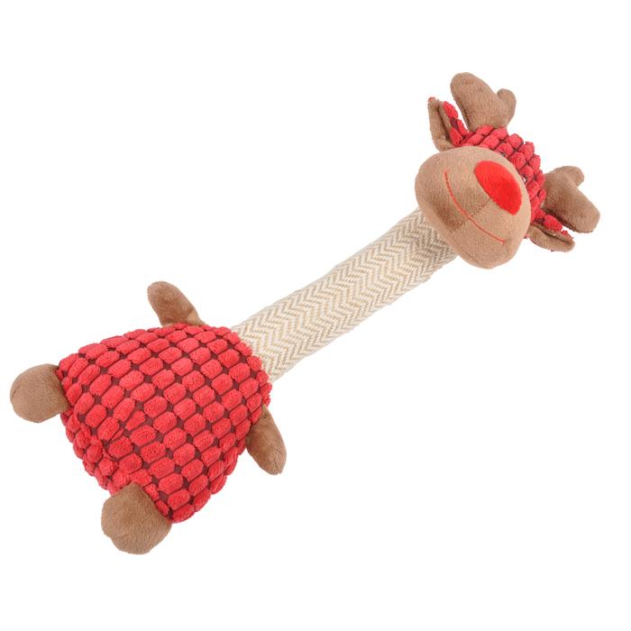 JOUET PELUCHE GIRAFE SONORE 32CM ROUGE
